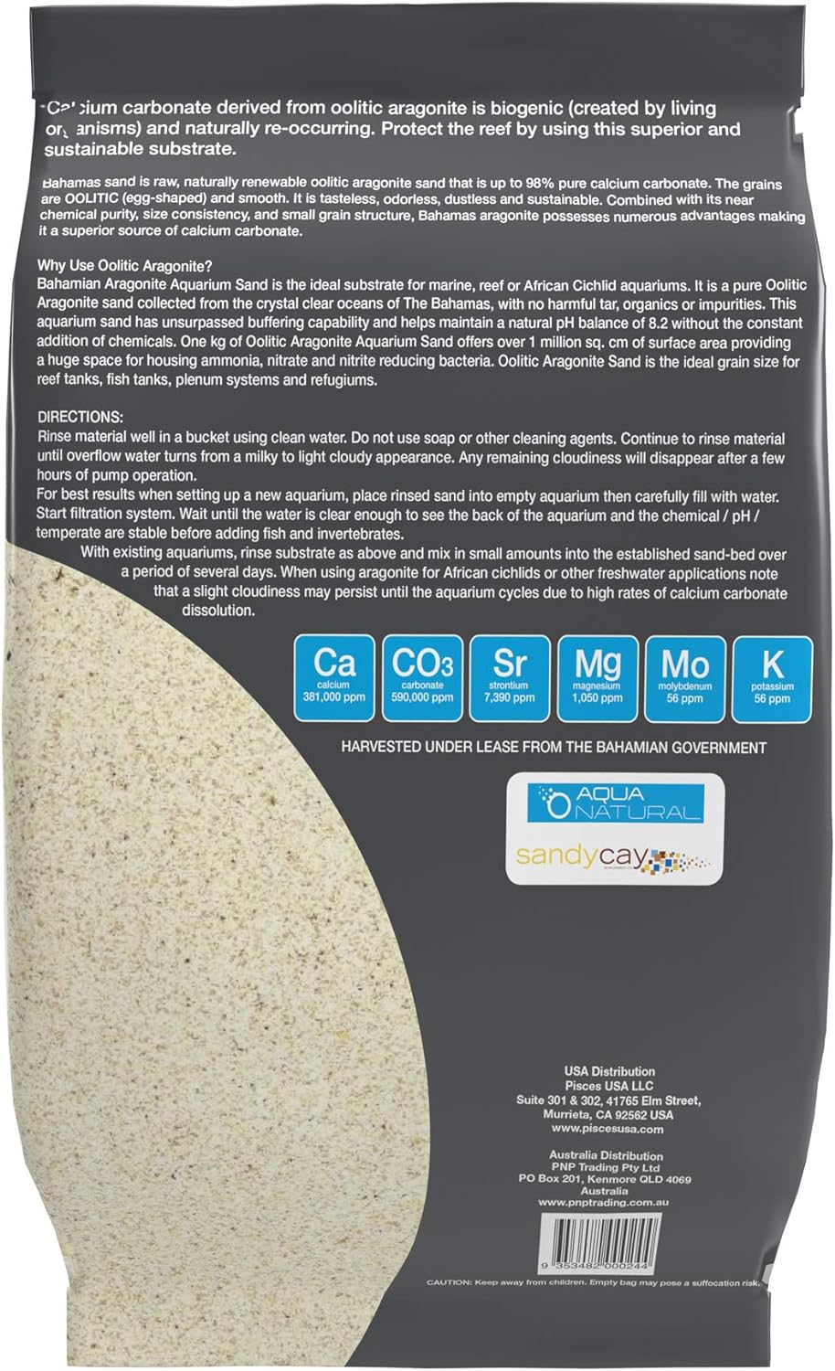 Aqua Natural Oolitic Aragonite 10lb Aquarium Sand for Reef, Saltwater and Marine Tanks and Aquariums