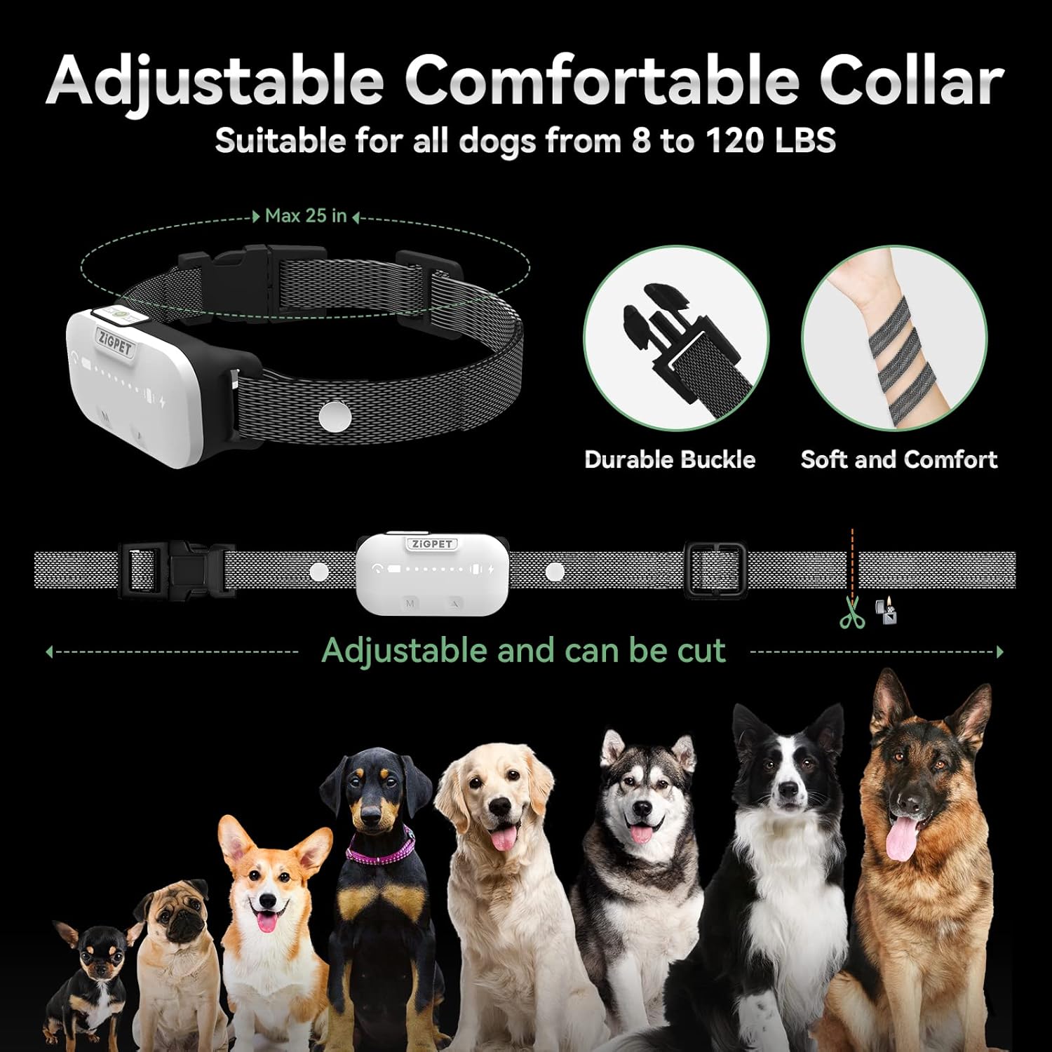 Bark Collar for Dogs, Rechargeable Dog Bark Collar with 7 Adjustable Sensitivity, Waterproof Anti Barking Training Collar with Intensity Beep Vibration Shock for Large Medium Small Dogs