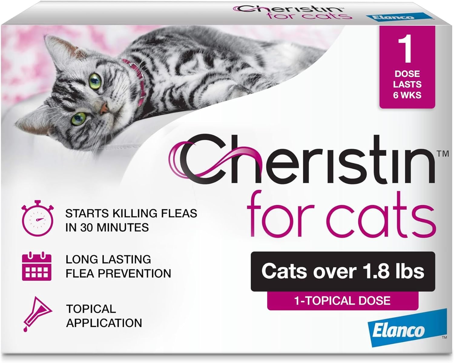 Cat Cheristin Cat Flea Treatment  Prevention for Cats | 1 Topical Dose Provides Up to 6 Weeks of Coverage | 1 ct.