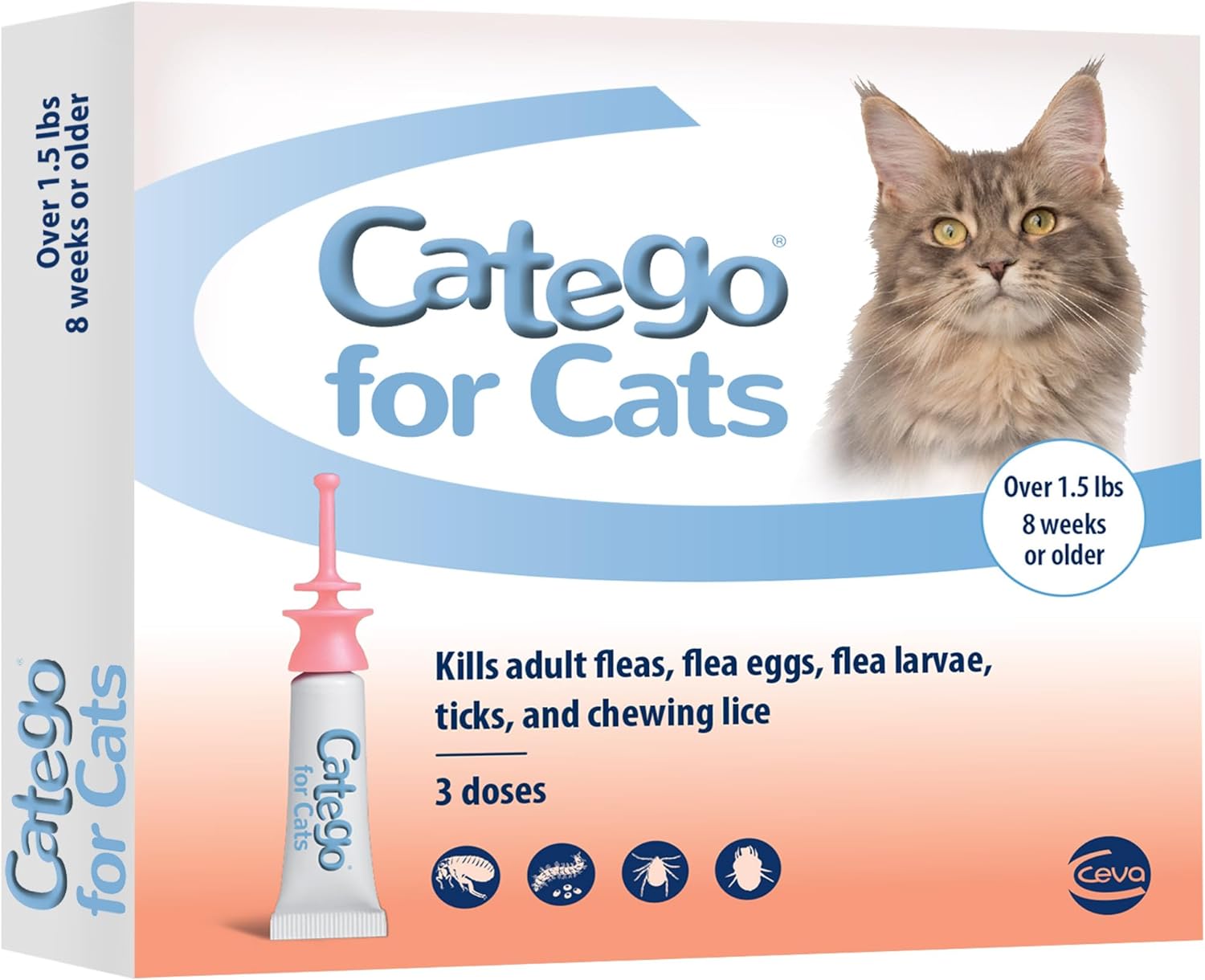 Fast-Acting Flea and Tick Treatment For Cats/Kittens (Over 1.5 lbs) Kills Fleas Within 6 Hours, Prevents Flea Re-Infestations