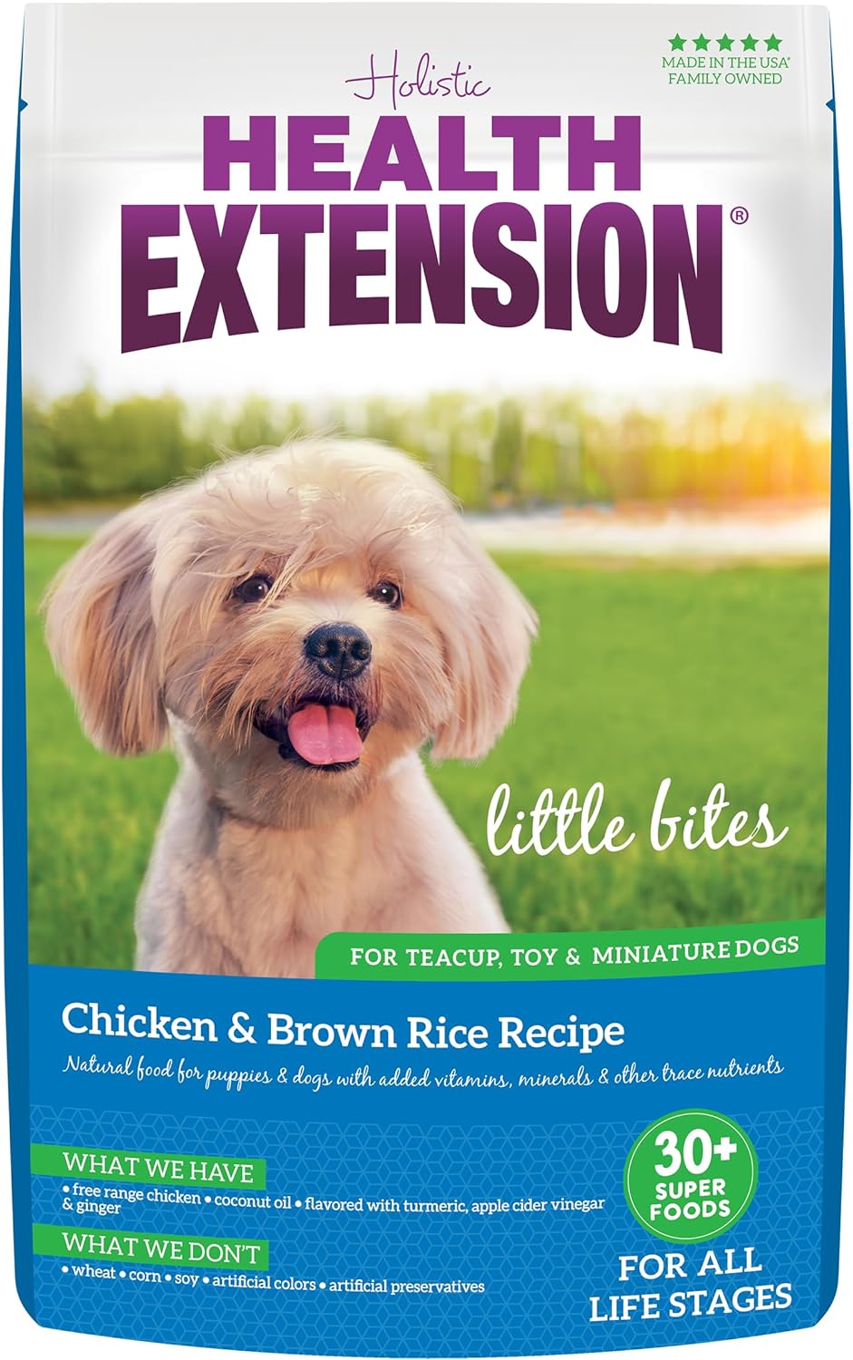 Health Extension Little Bites Dry Dog Food, Natural Food with Added Vitamins  Minerals, Suitable for Teacup, Toy  Small Dogs, Chicken  Brown Rice Recipe (10 Pound / 4.5 Kg)