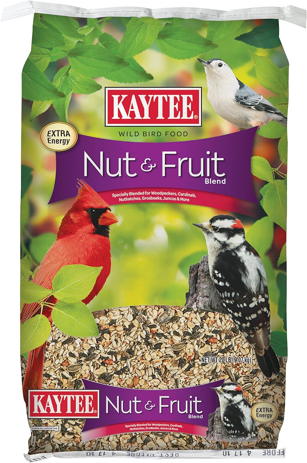 Kaytee Wild Bird Food Nut  Fruit Seed Blend For Cardinals, Chickadees, Nuthatches, Woodpeckers and Other Colorful Songbirds, 5 Pounds