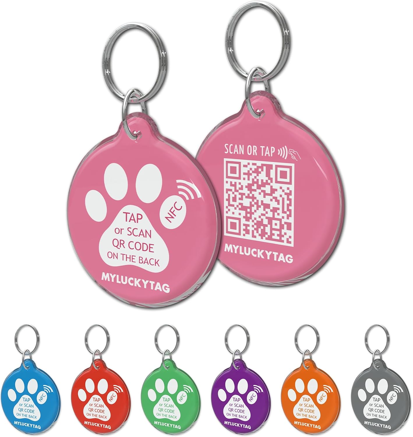 MYLUCKYTAG NFC  QR Code Smart Pet ID Tag Personalized Dog Cat Tag, Online Pet Profile, Pet Location Alert Email