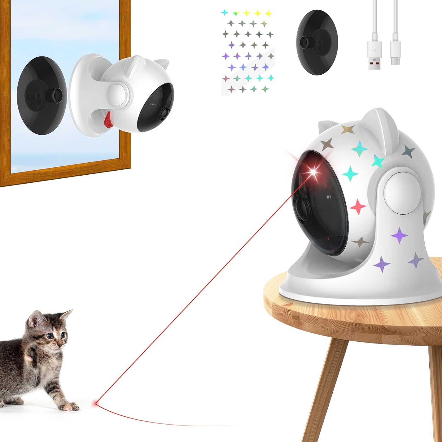 Saolife Automatic Cat Laser Toys, Interactive Laser Cat Toys for Indoor Cats/Kitty/Dogs, Cat Laser Toy Automatic