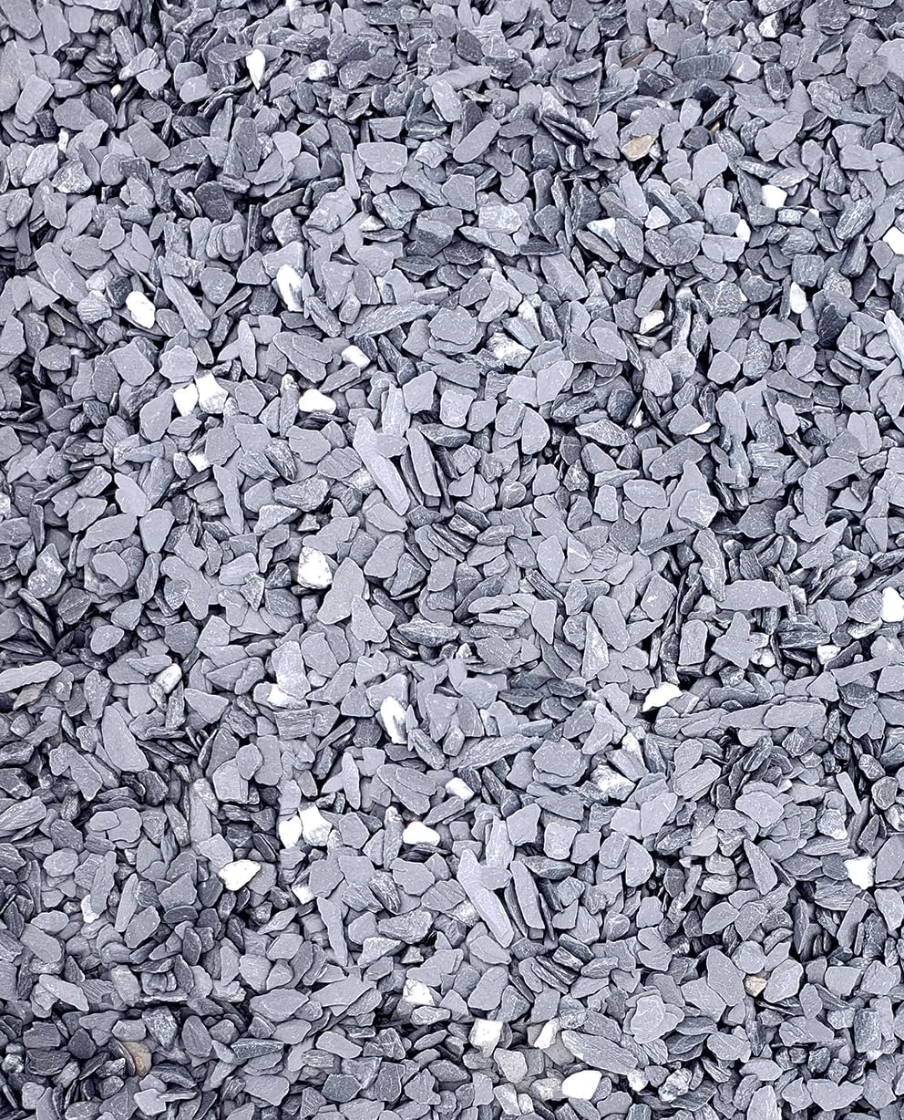 Small World Slate  Stone Aquarium Gravel 14 lbs - Natural Substrate for Aquascaping Planted, Freshwater and Saltwater Tanks - Grey - Gravel Size Approx. 1/4-1/2 (14 lbs)