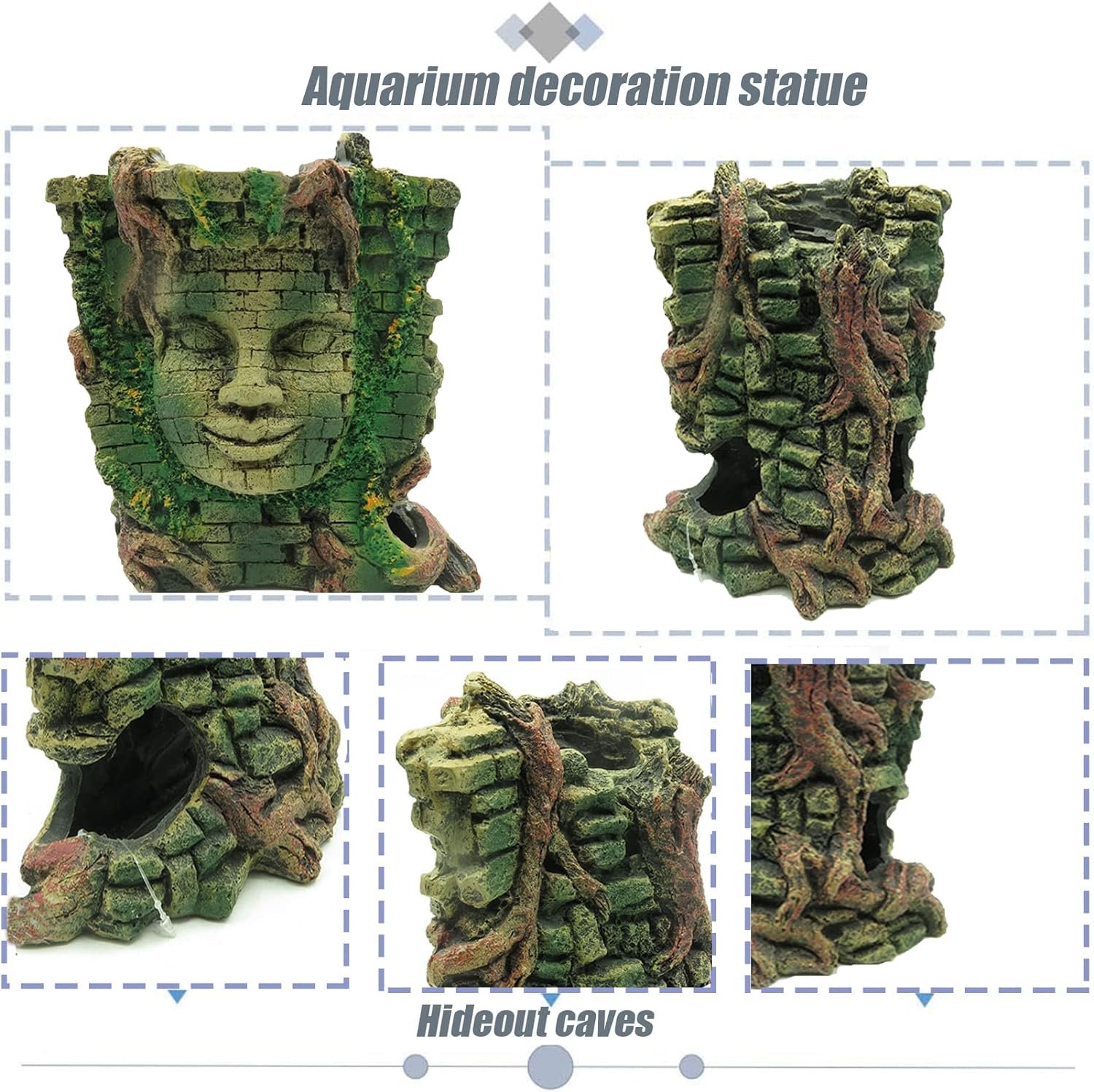 Tfwadmx Aquarium Decoration Statue Fish Tank Resin Ancient Roman Ruins Ornament Cave Hideout for Fighting Fish, Hermit Crabs, Crayfish, SuckerFish, Guppy