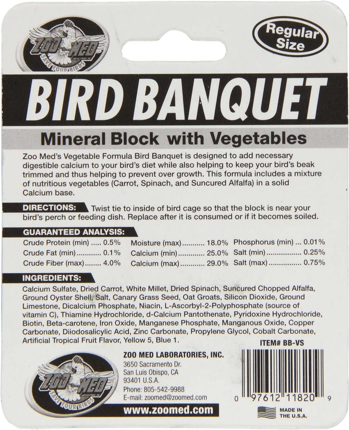 Zoo Med Vegetable Bird Banquet Block, Small