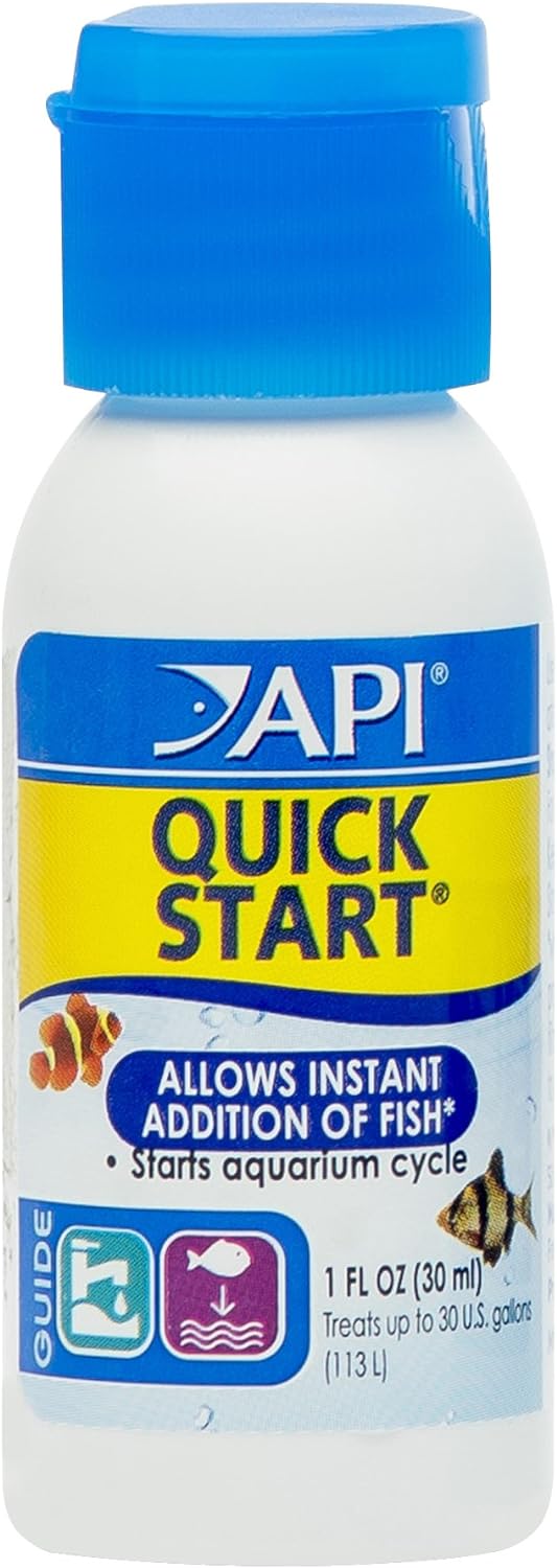 API QUICK START Freshwater and Saltwater Aquarium Nitrifying Bacteria 1-Ounce Bottle, Blues  Purples