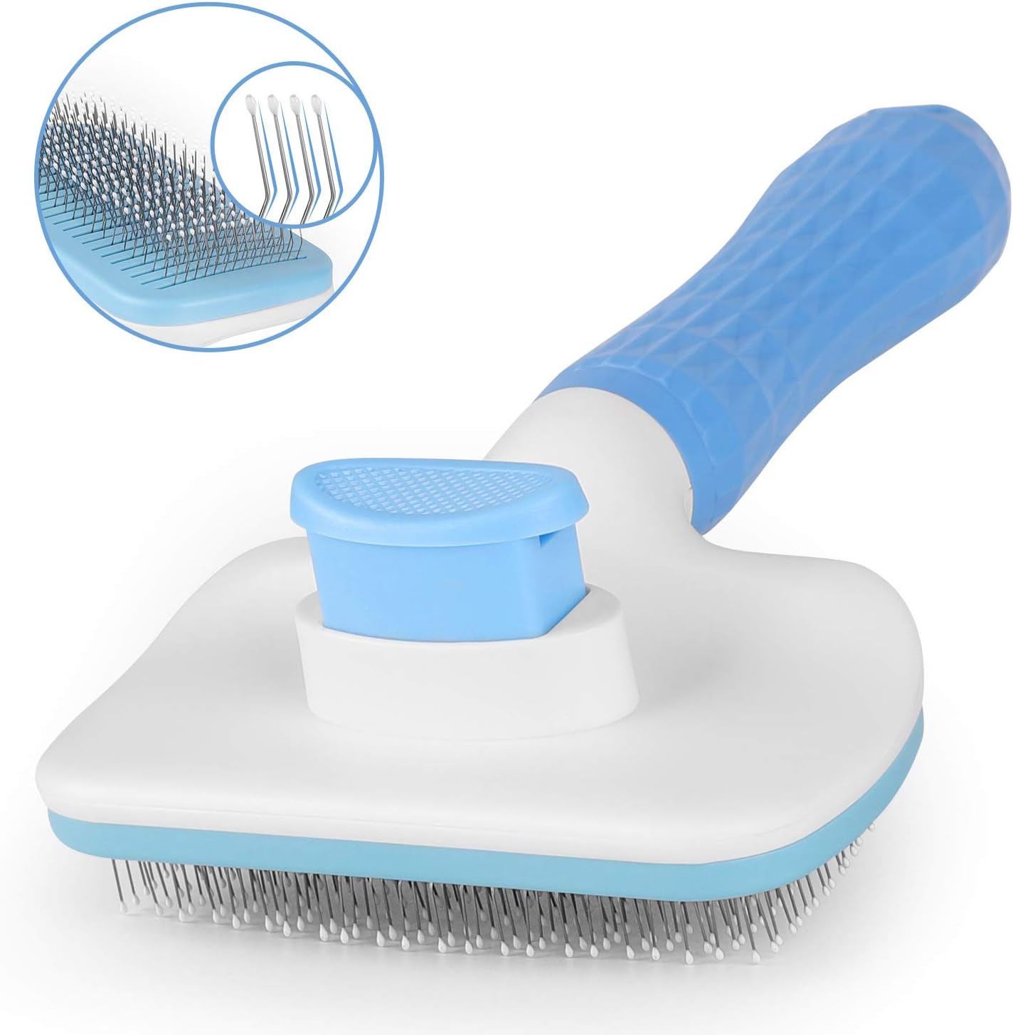 Atlamia Self Cleaning Slicker Brush,Dog Brush  Cat Brush with Massage Particles,Removes Loose hair  Tangles,Skin Friendly  Promote Circulation-Blue