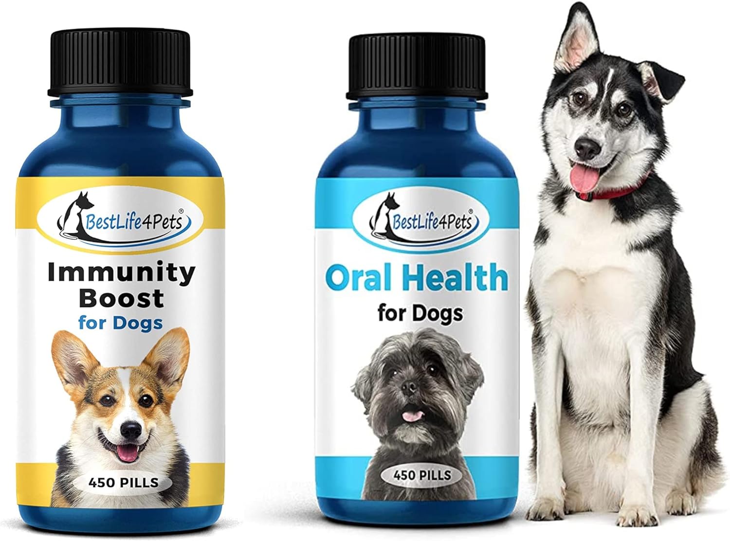 BestLife4Pets Dog Health Care Combo- Natural Dog Vitamins and Supplements - All Natural, Easy to take - 2 x 450 Pills