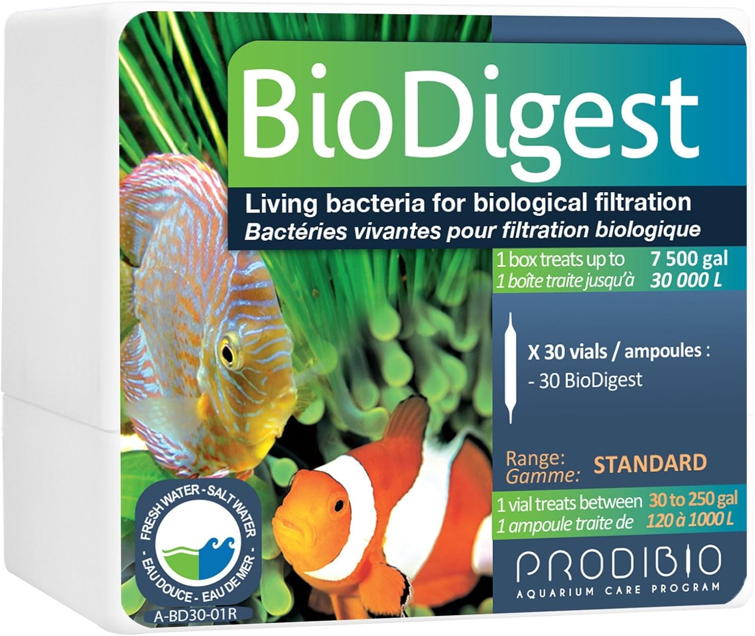 Bio Digest, Nitrifying Bacteria, Fresh and Salt Water, 30/1 mL vials, 30 gal and up