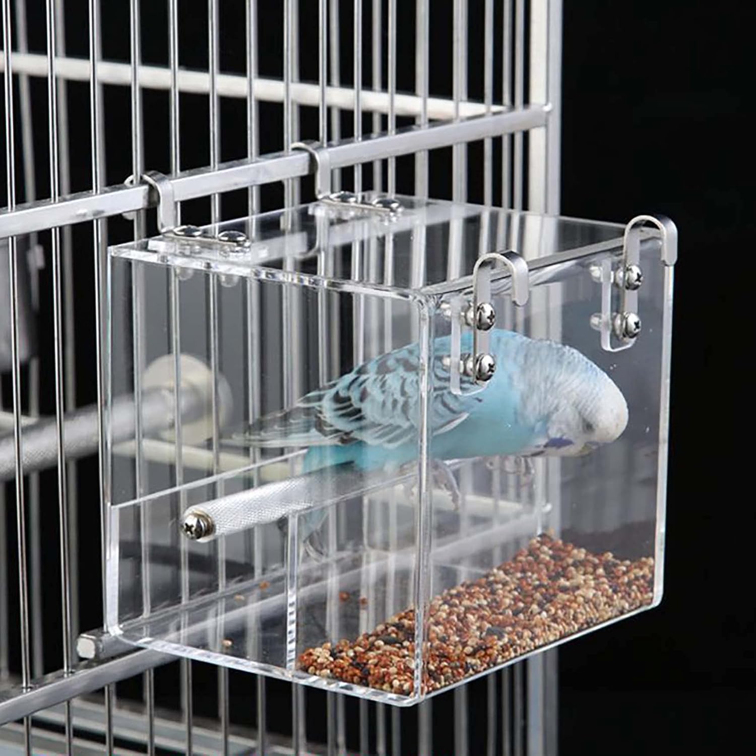 Bird Feeder Seed Catcher Tray Hanging Cup Food Dish for Cage for Small Birds Lovebirds Cockatiels Canaries Sun Conures, Second Generation Bird Feeder