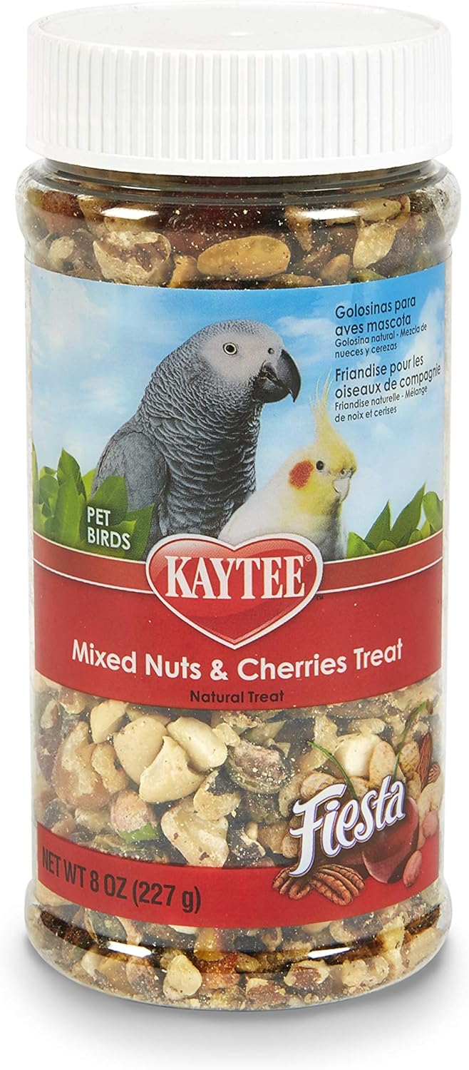 Kaytee Fiesta Mixed Nuts And Cherries Treat For Pet Birds, 8 oz Jar