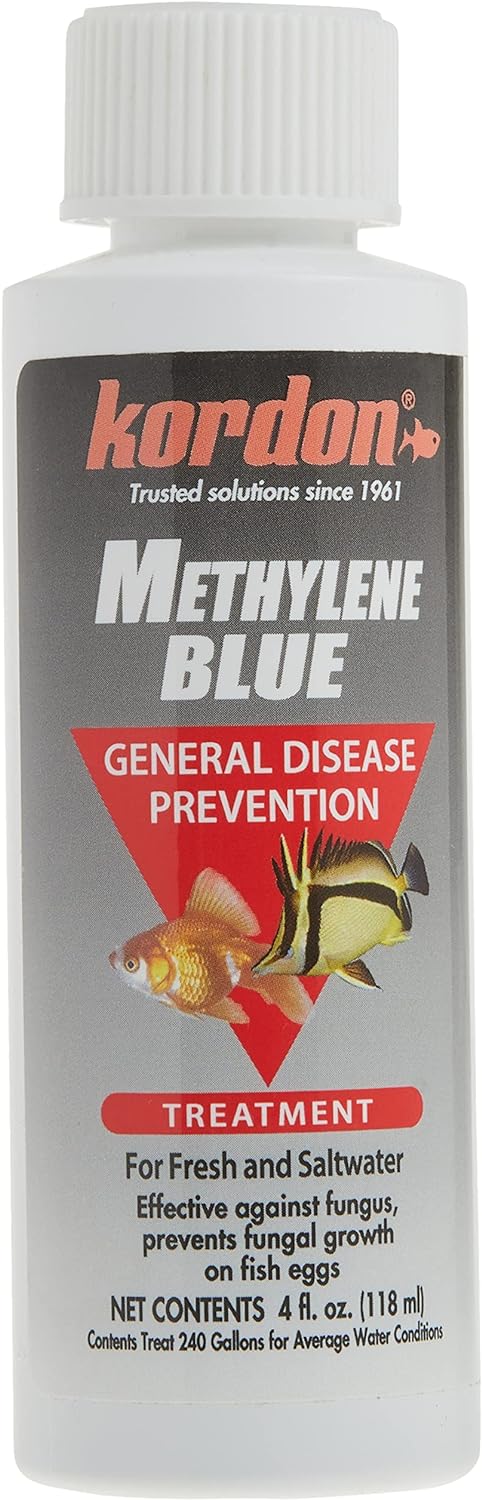 Kordon Methylene Blue Disease Preventative – Safe for Freshwater  Saltwater Aquariums, Prevents Fungal Infections  Treats Parasites, Reduces Fish Stress, 4-Ounces