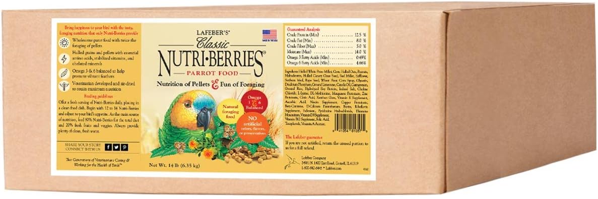 LAFEBERS Classic Nutri-Berries Pet Bird Food, Made with Non-GMO and Human-Grade Ingredients, for Parrots, 3.25 lb