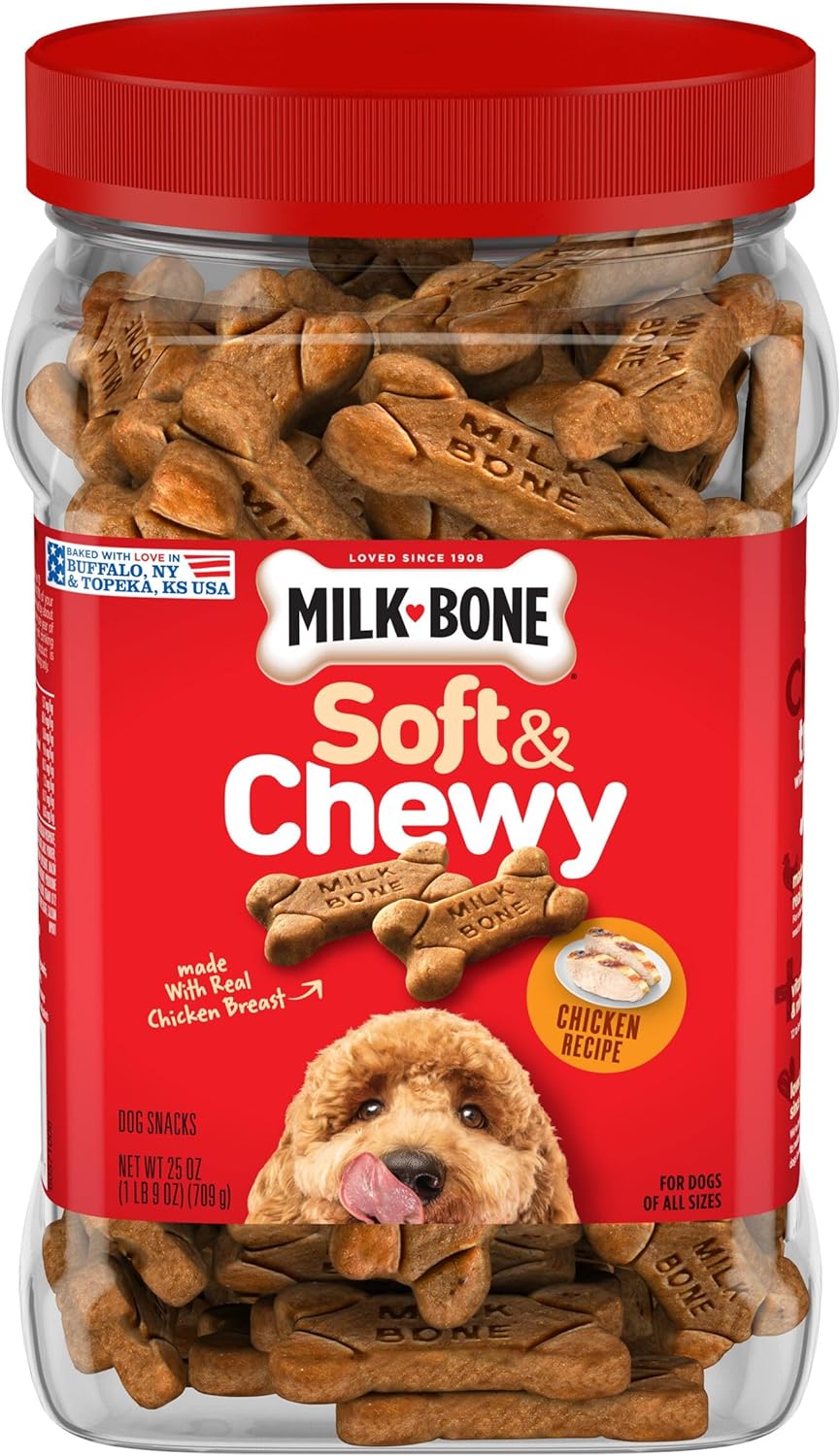 Milk-Bone Soft  Chewy Dog Treats, Chicken Recipe, 25 Ounce Made with Real Chicken Breast