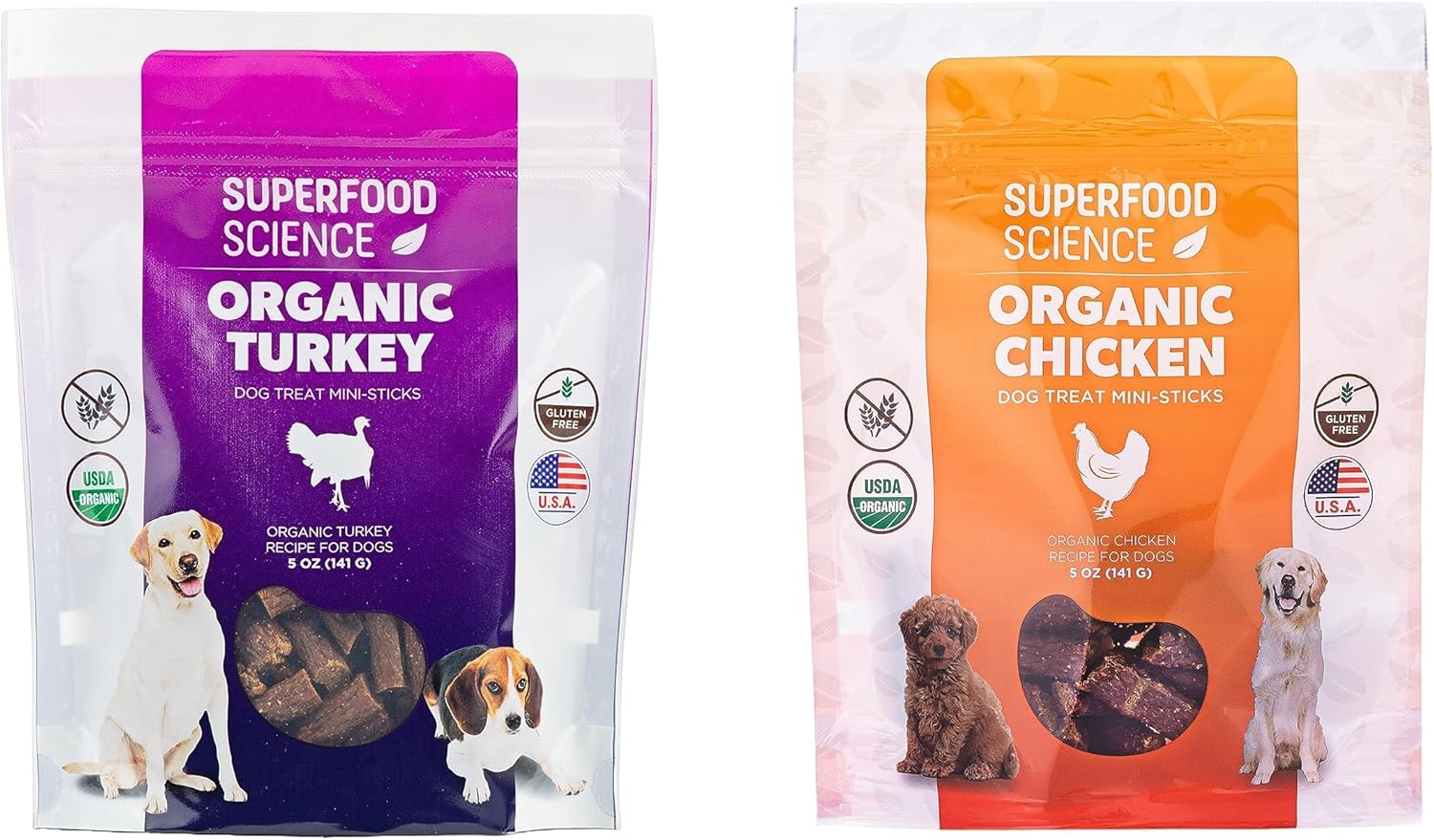 Organic Dog Treats, Premium Jerky Bites, Natural  Grain-Free - Chew to Satisfy Cravings, 100% Natural, 5 oz each