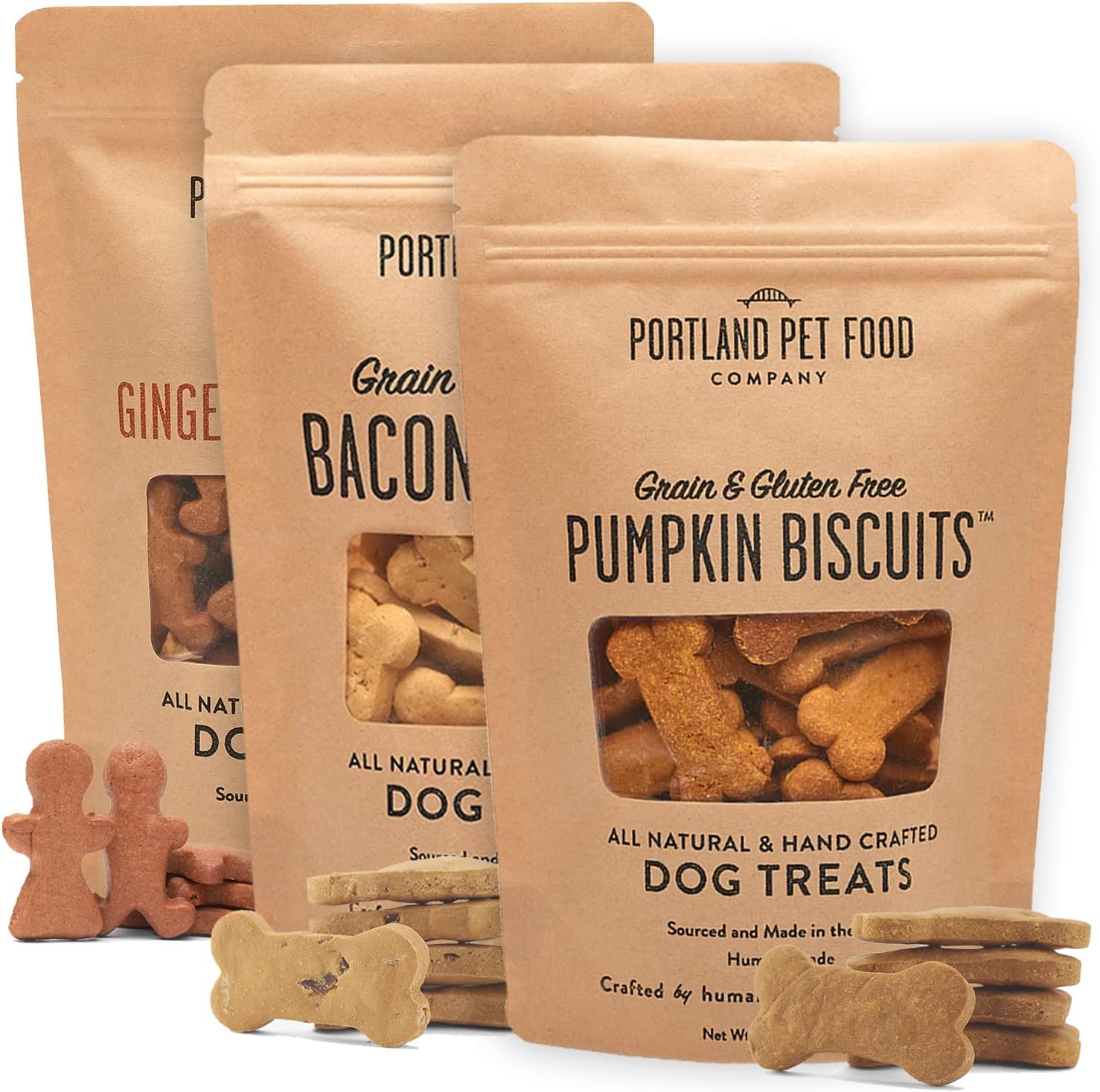 Portland Pet Food Company Pumpkin Healthy Dog Treats - Grain-Free, Human-Grade, Pumpkin Dog Treats - All Natural Dog Training Treats  Biscuits Made in the USA Only 1-Pack (5 oz)