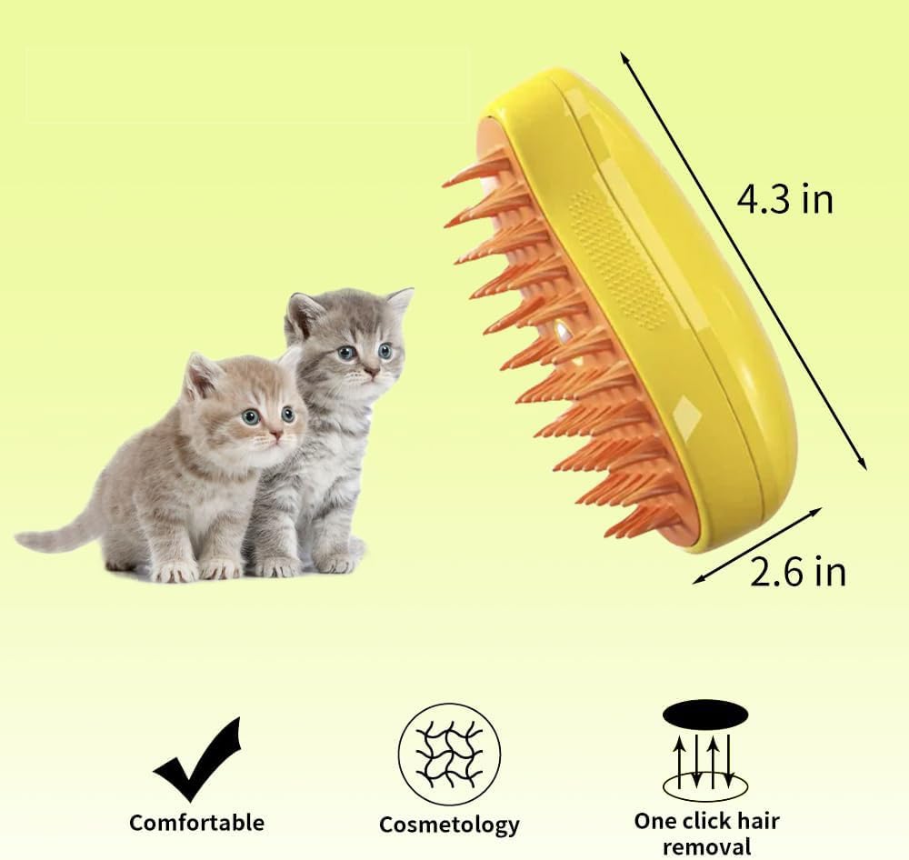 Steam cat brush, multifunctional steam cat brush, 3-in-1 self-cleaning massaging steam cat brush, cat grooming steam cat brush for removing tangled and loose hair, suitable for cats and dogs (green)