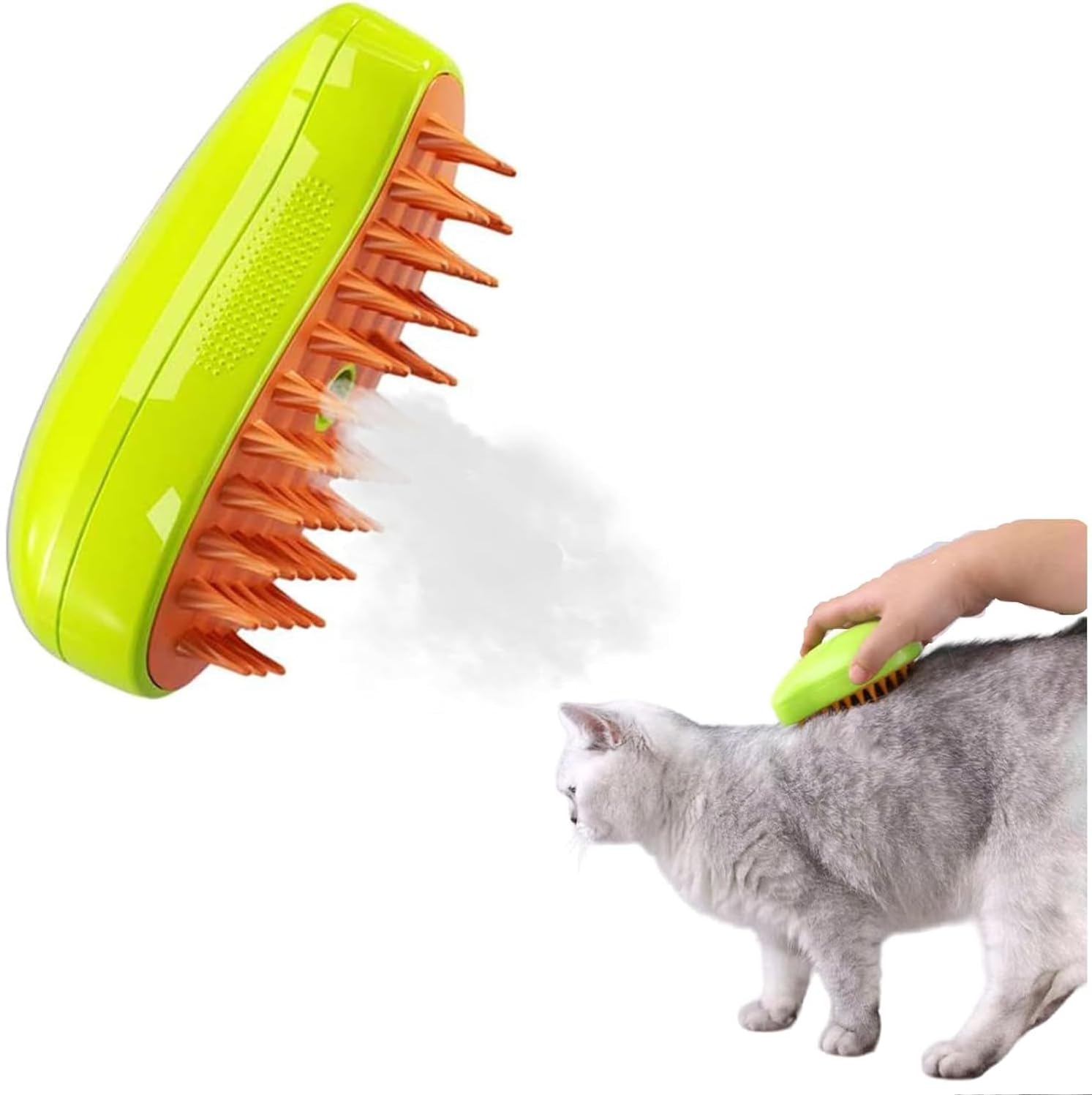 Steamy Cat Brush - 3 In1 Cat Steamy Brush, Self Cleaning Steam Cat Brush, Cat Steamer Brush for Massage, Cat Hair Brush for Removing Tangled and Loosse Hair-Green…