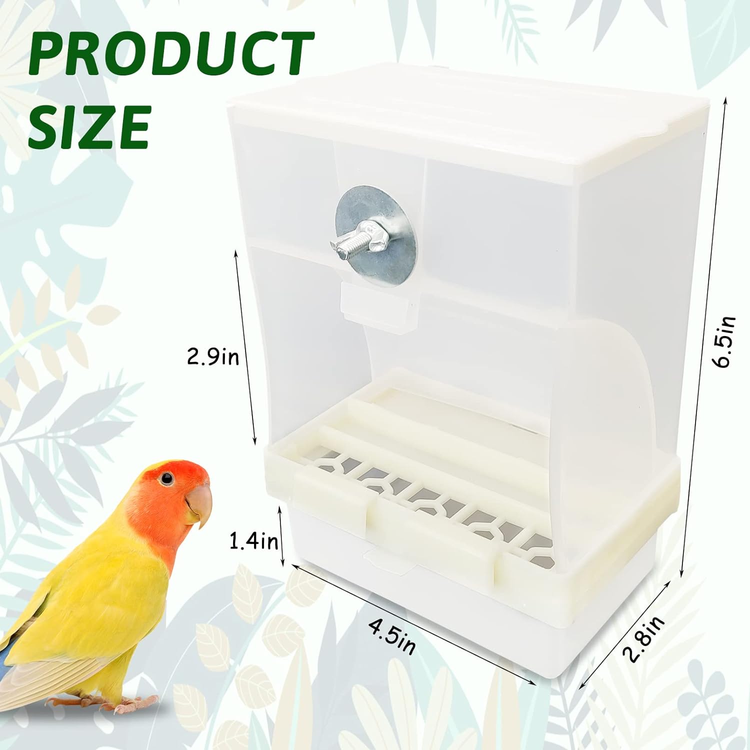 Tfwadmx No Mess Automatic Bird Feeders Cockatiel Food Dispenser Bowls Seed Container Parrot Dishes Parakeet Cage Accessories Birdfeeder with Divider for Canary Finch Conure Lovebirds 2Pcs