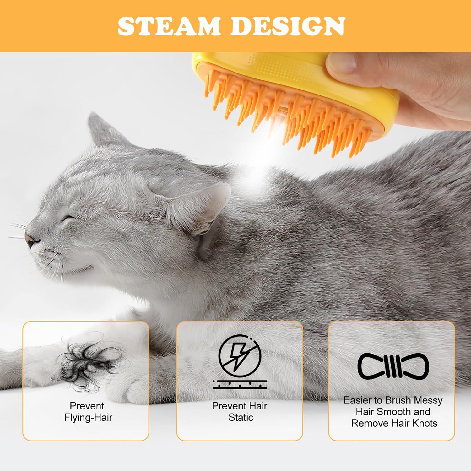 Water Brush for Cats Dogs, 4 in 1 Pet Grooming Brush, Cat Bath Brush, 2 in 1 Cleaning Brush Cat, Wet Cat Comb, Pet Hair Removal Comb with Water Tank, Sticky Brush 2.0 for Cats (Towels Not Included)