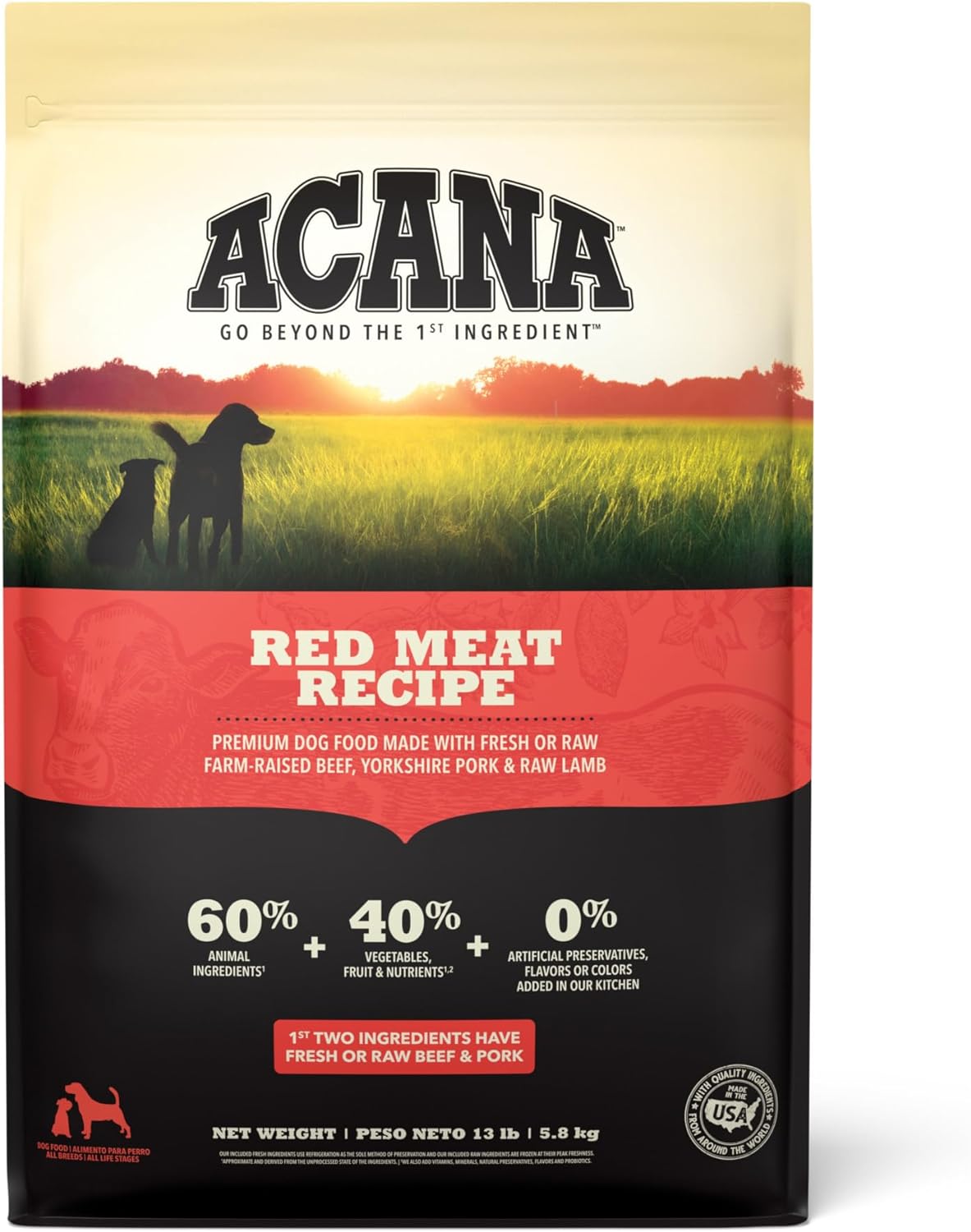 ACANA Grain Free Dry Dog Food, Red Meat Recipe, 13lb