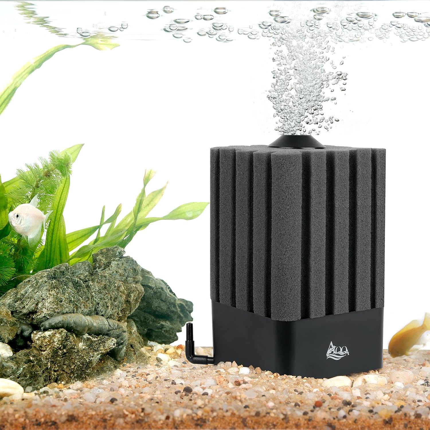 AQQA Aquarium Filter Fish Tank Sponge Filter Whisper Submersible Filters for Aquarium Foam Filter for Freshwater  Saltwater(Medium for 20-110 Gallon)