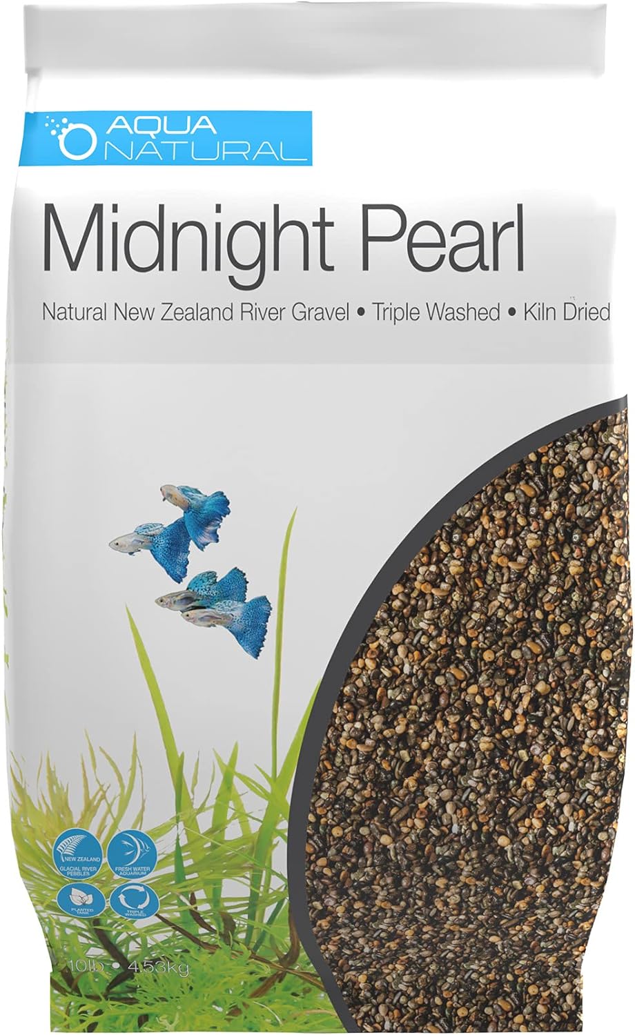 Aqua Natural Midnight Pearl 20lb Gravel Substrate for aquascaping, Aquariums, vivariums and terrariums 2-4mm, Brown