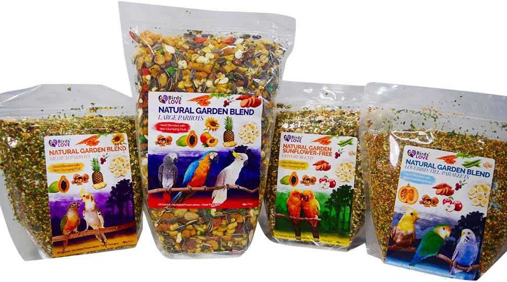 Birds LOVE All Natural Garden Blend Bird Food for Small Birds - Lovebirds, Cockatiels, Parakeets and Parrotlets 2lb