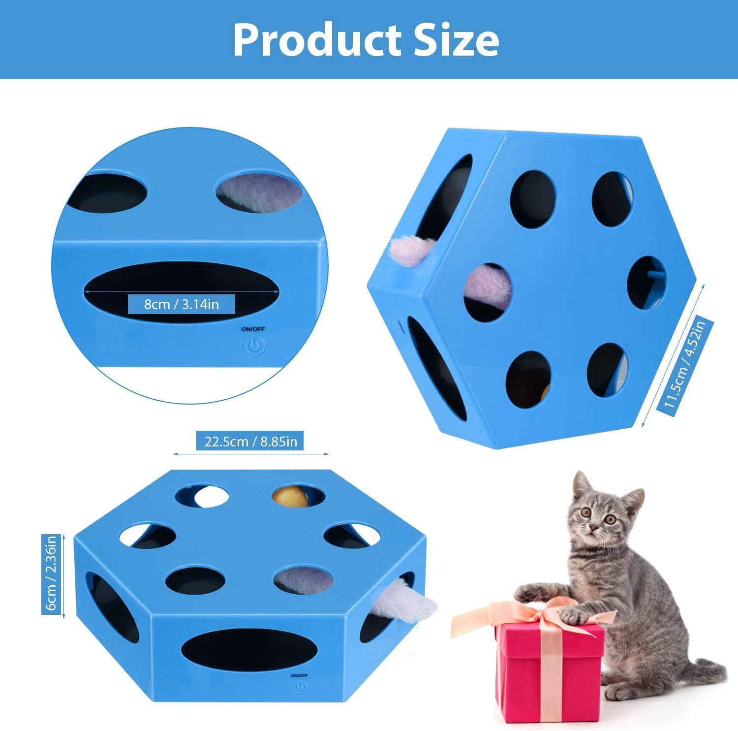 Cat Toys for Indoor Cats, Electronic Automated Cat Toys with Mouse Tail  Catnip Ball, Interactive Cat Toys, Exerciser Entertainment Hunting for Kitty Pet, Auto Shut Off…