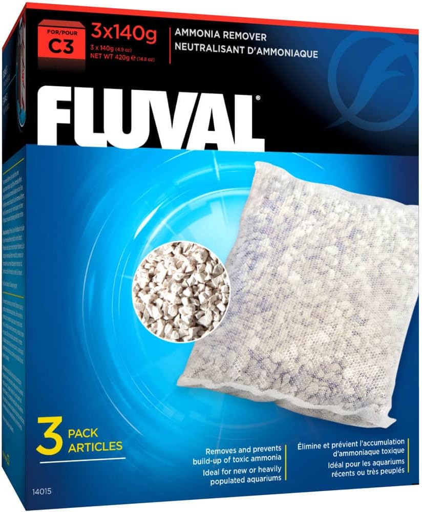 Fluval C3 Ammonia Remover, Replacement Aquarium Filter Media, 3-Pack, 14015