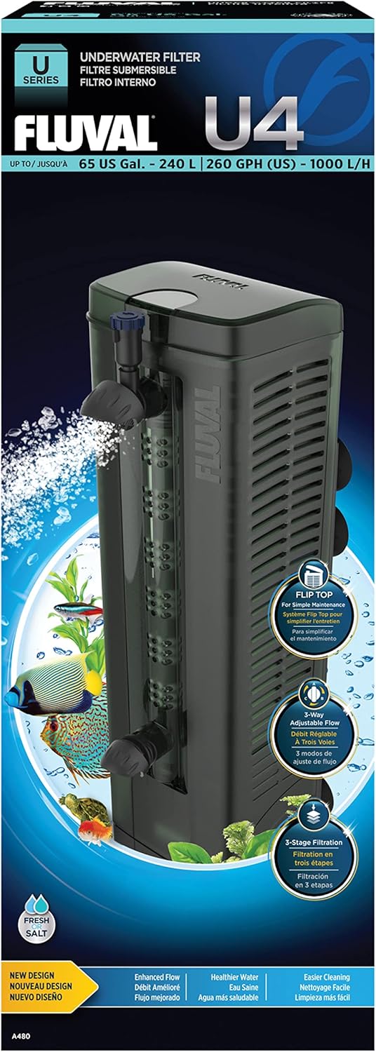 Fluval U3 Underwater Filter – Designed for Freshwater and Saltwater Aquariums, Also Ideal for Terrariums and Turtle Tanks