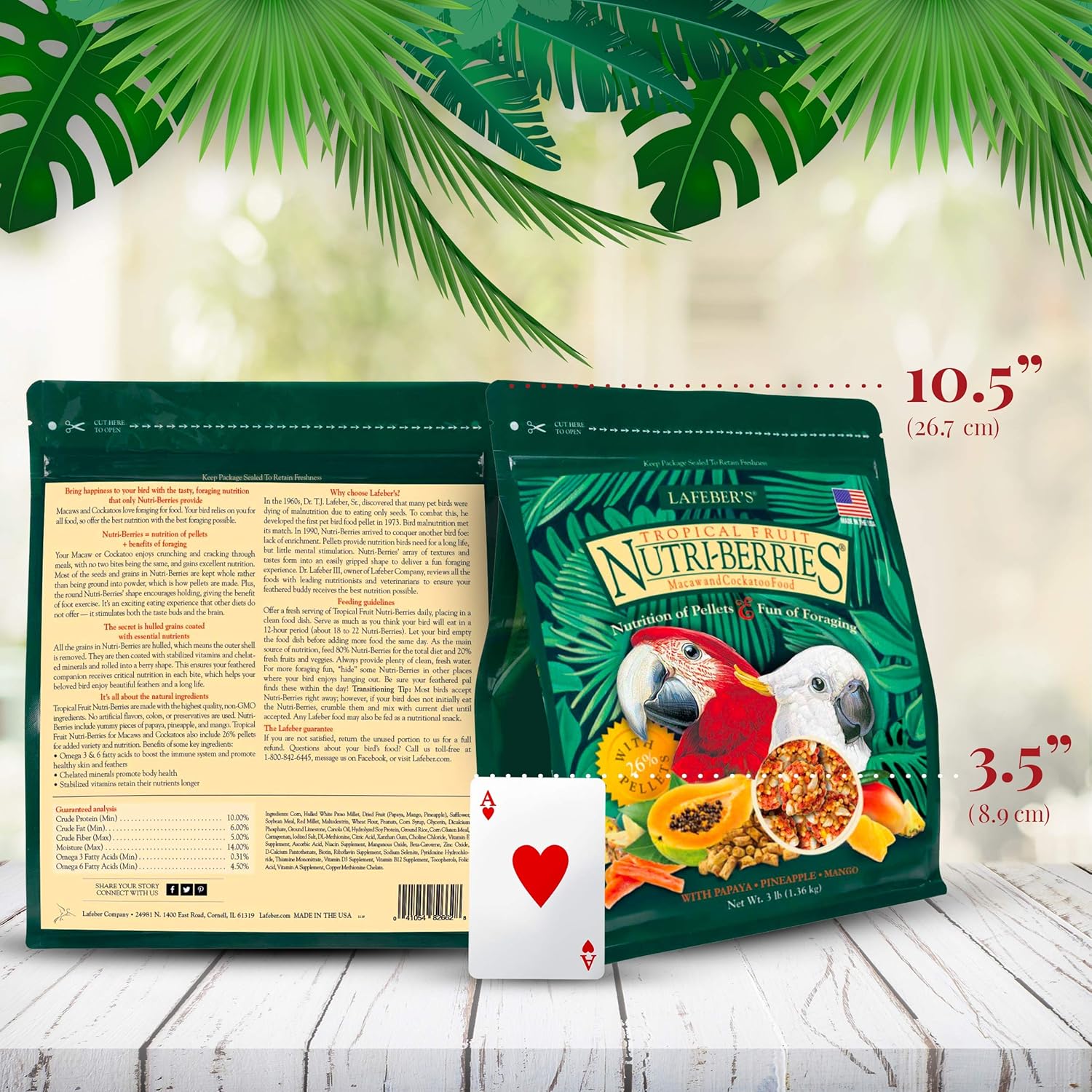 LAFEBERS Tropical Fruit Nutri-Berries Pet Bird Food, Made with Non-GMO and Human-Grade Ingredients, for Parrots, 3 lb