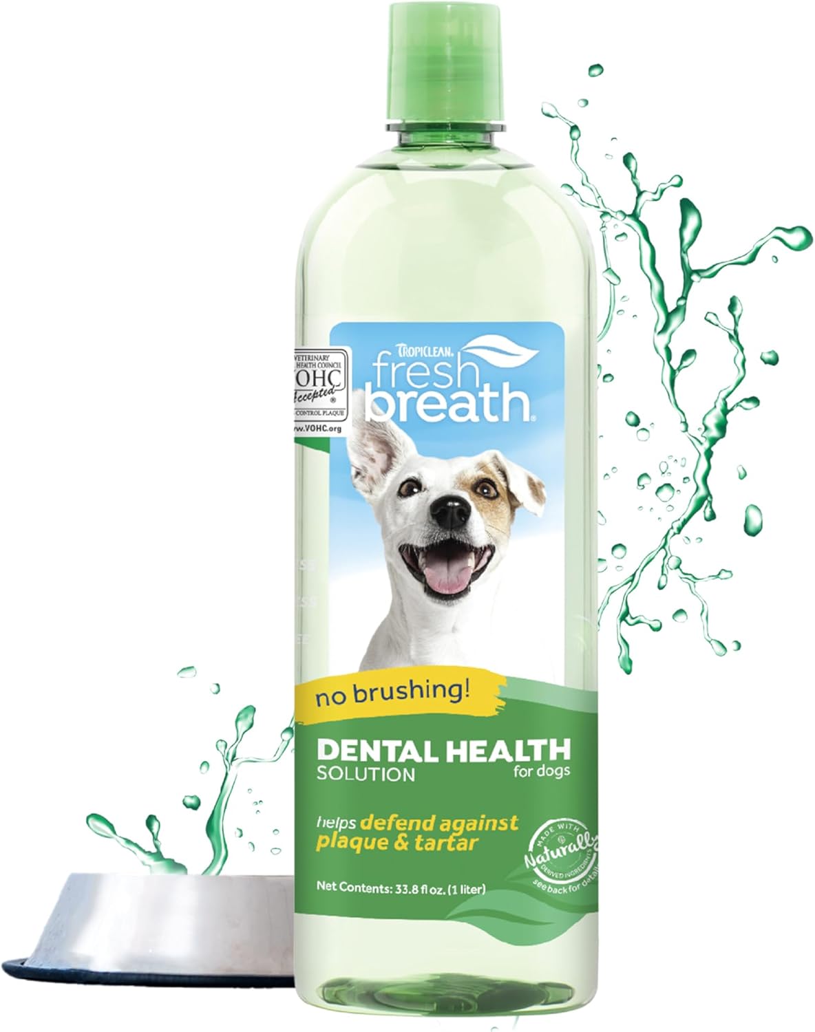 TropiClean Fresh Breath Original | Dog Oral Care Water Additive | Dog Breath Freshener Additive for Dental Health | VOHC Certified | Made in the USA | 33.8 oz.