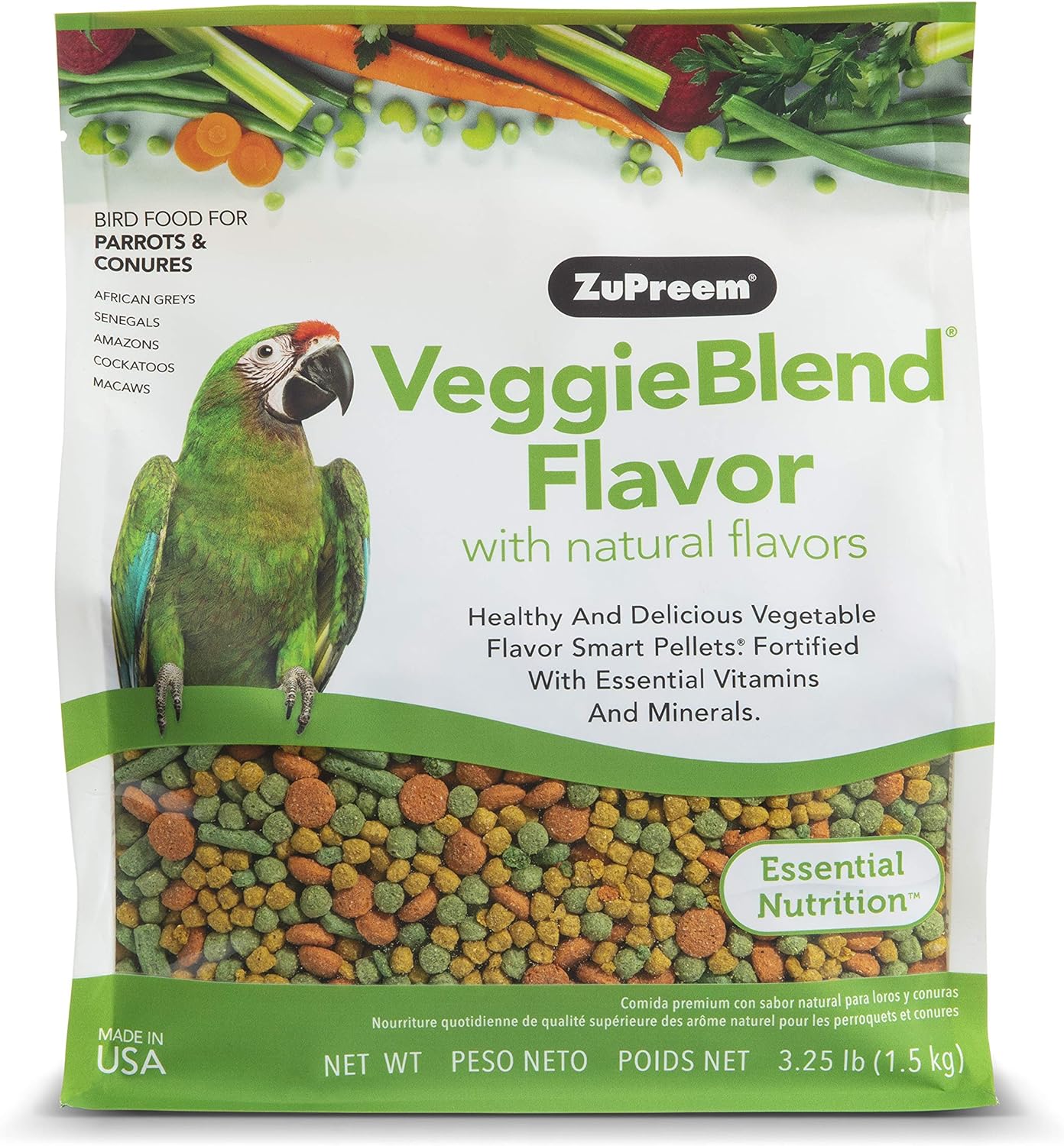 ZuPreem 230361 Veggieblend Caged Medium And Large Bird Food, 3.25-Pound