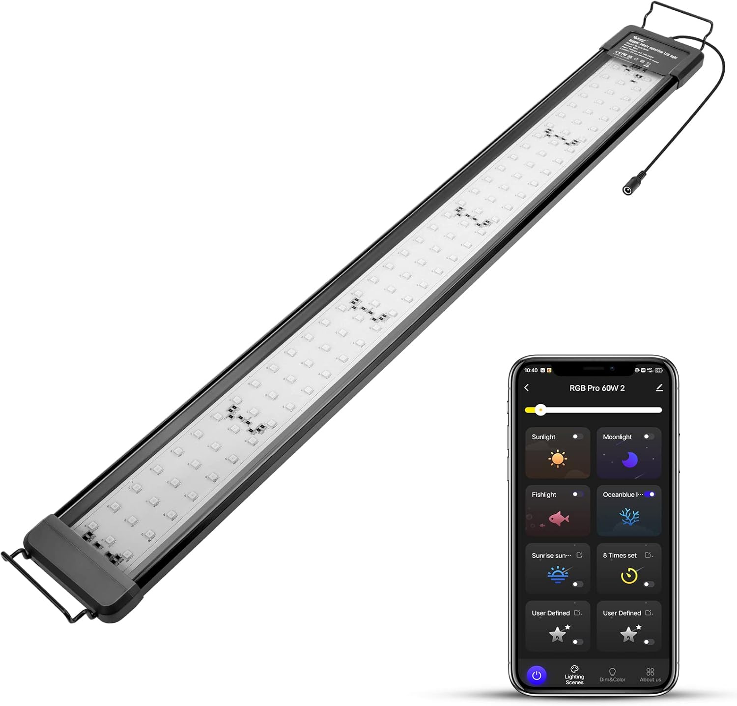 hygger 50W Smart Aquarium Light, Bluetooth LED Light with App Control, Full Spectrum Fish Tank Light with 24/7 Lighting Cycle, 5 Modes, Adjustable Timer, for 36-42 Freshwater Planted Tank