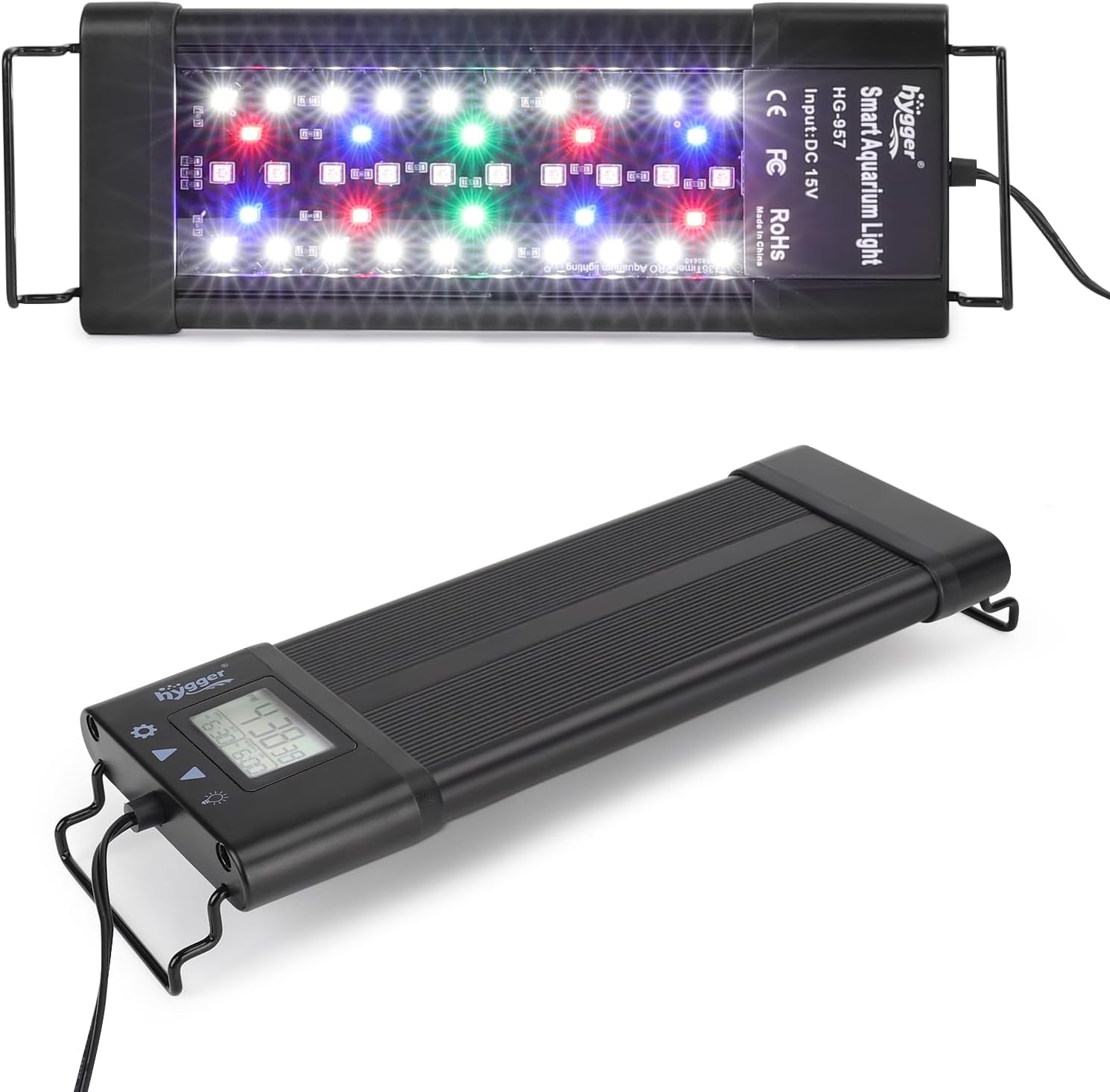 hygger Aquarium Programmable LED Light, for 12~18in Long Full Spectrum Plant Fish Tank Light with LCD Setting Display, 7 Colors, Sunrise Sunset Moon and DIY Mode, for Novices Advanced Players