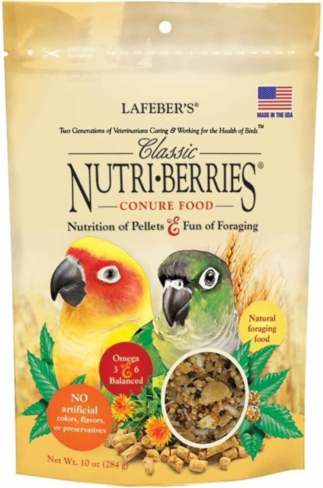 LAFEBERS Classic Nutri-Berries Conure Food, Made with Non-GMO and Human-Grade Ingredients, for Conures (Classic 10 oz)