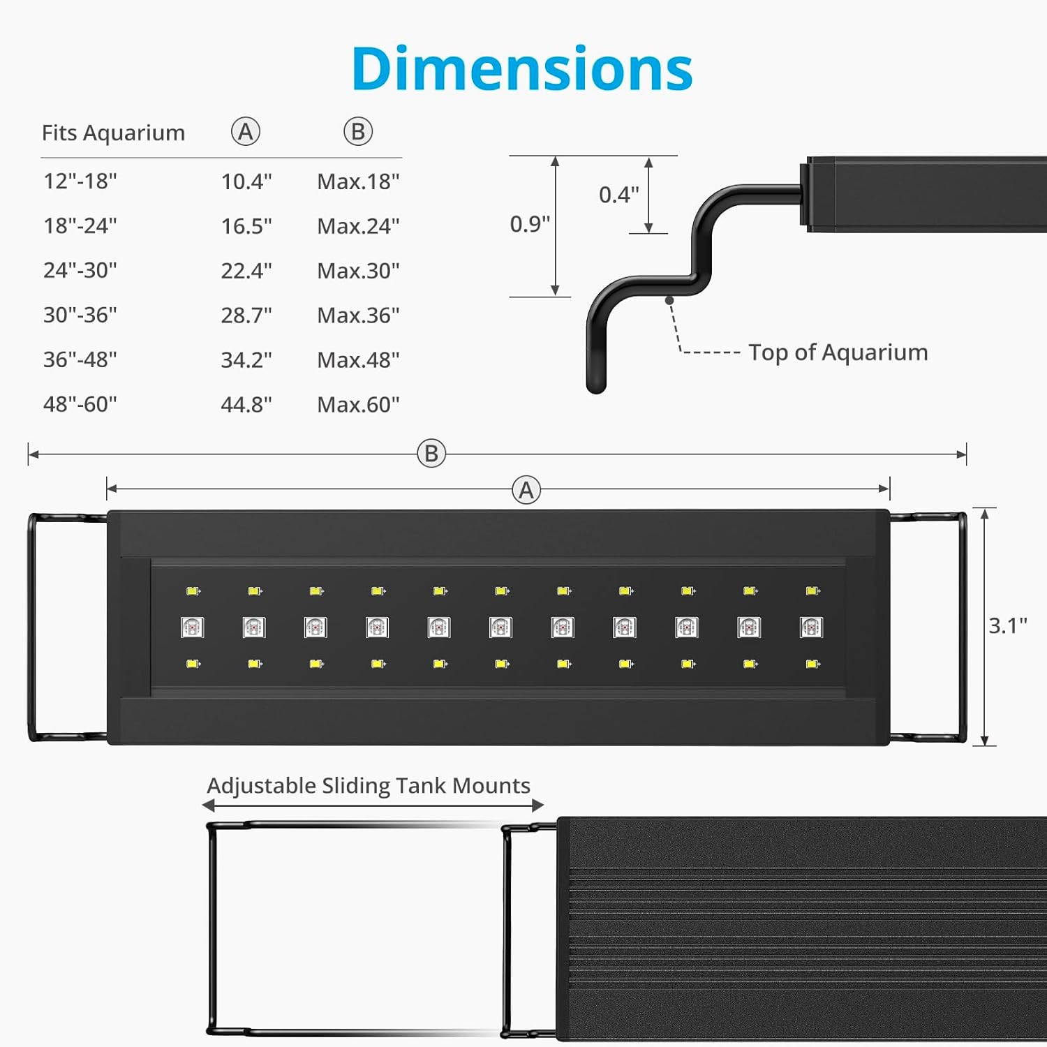 NICREW C10 24/7 LED Aquarium Light for Plants, 18-24 Inches, 13W, Full Spectrum Fish Tank Light with Timer, Brightness Adjustable