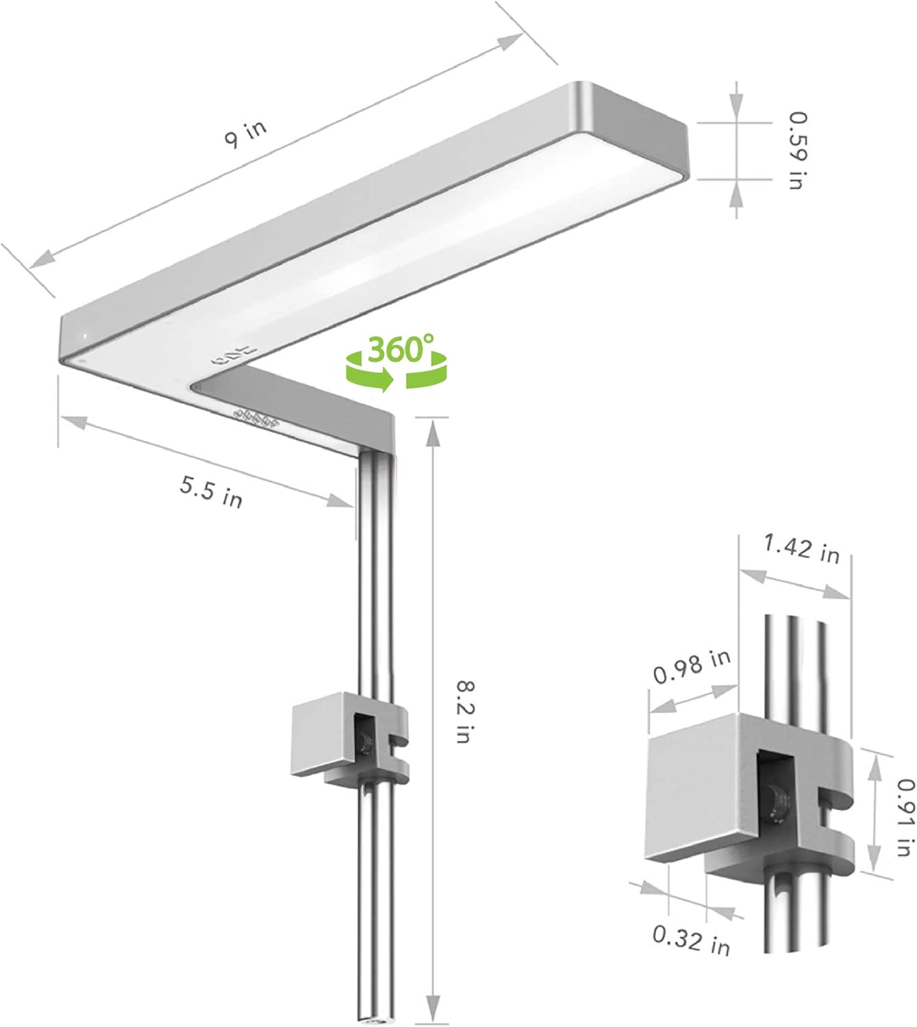 ONF Flat Nano Full Spectrum LED Aquarium Light, Dimmable 7000K / 1300lm, for 10 Gallons Rimless Fish Tanks, Freshwater Aquatic Plant Growth, Terrarium Spotlight, Potted Plant IP54 Waterproof (Silver)