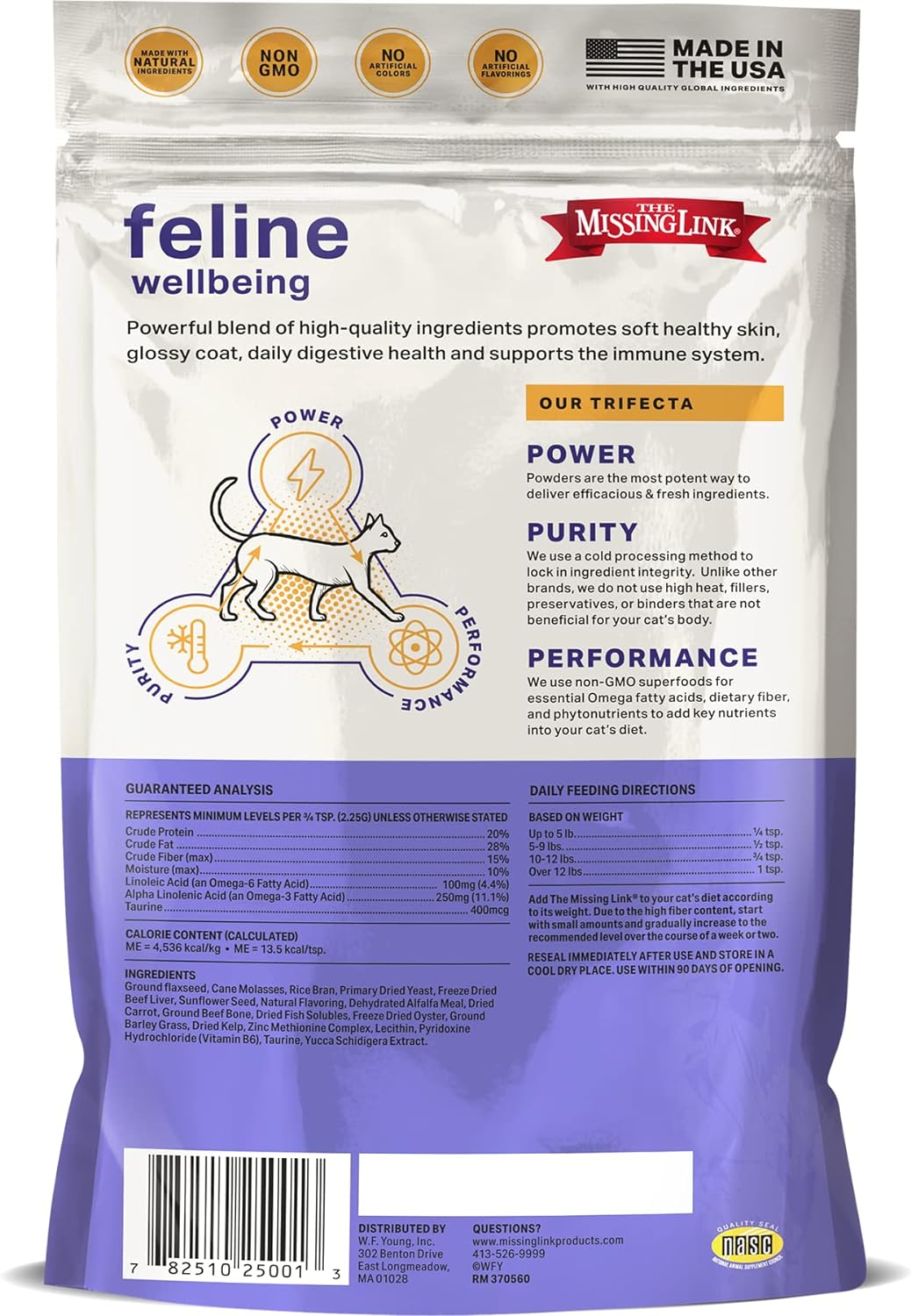 The Missing Link Feline Superfood Supplement Powder 6oz Bag, Veterinarian Formulated, Balanced Omega 3  6 for Healthy Skin  Coat, Digestion, Immunity  Overall Cat Health