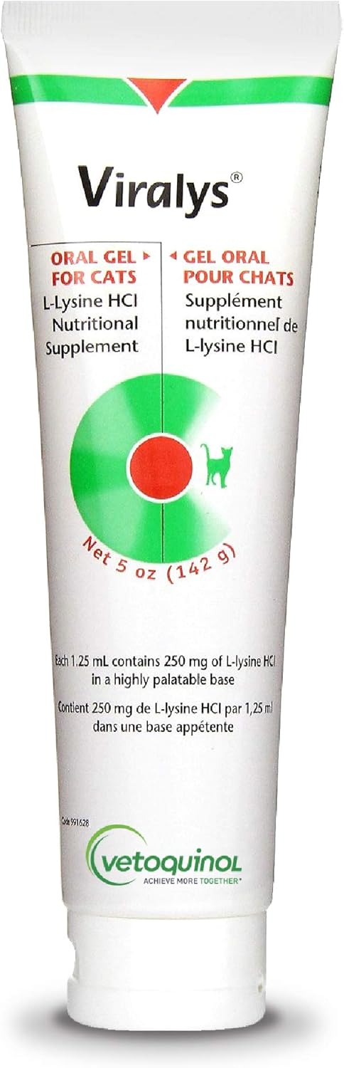 Vetoquinol Viralys Gel L-Lysine Supplement for Cats, 5oz - Cats  Kittens of All Ages - Immune Health - Sneezing, Runny Nose, Squinting, Watery Eyes - Palatable Maple Flavor Lysine Gel