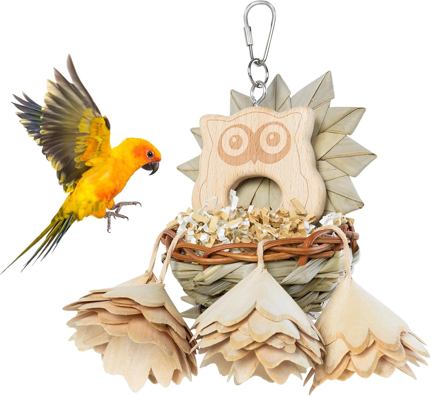 Bird Parrot Toy- Natural Wooden Bird Chew Toys, Handmade Bird Toy for Budgerigar, Conure, Cockatiel, Love Birds, Parakeet, Cockatoos, African Grey Parrot