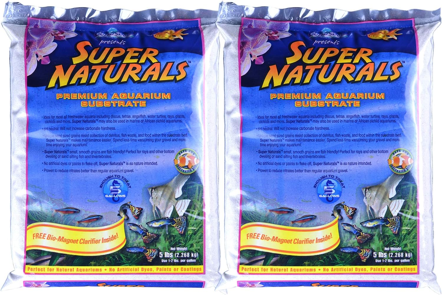 Carib Sea Super Natural Moonlight Sand for Aquarium, 5-Pound (2 Pack)