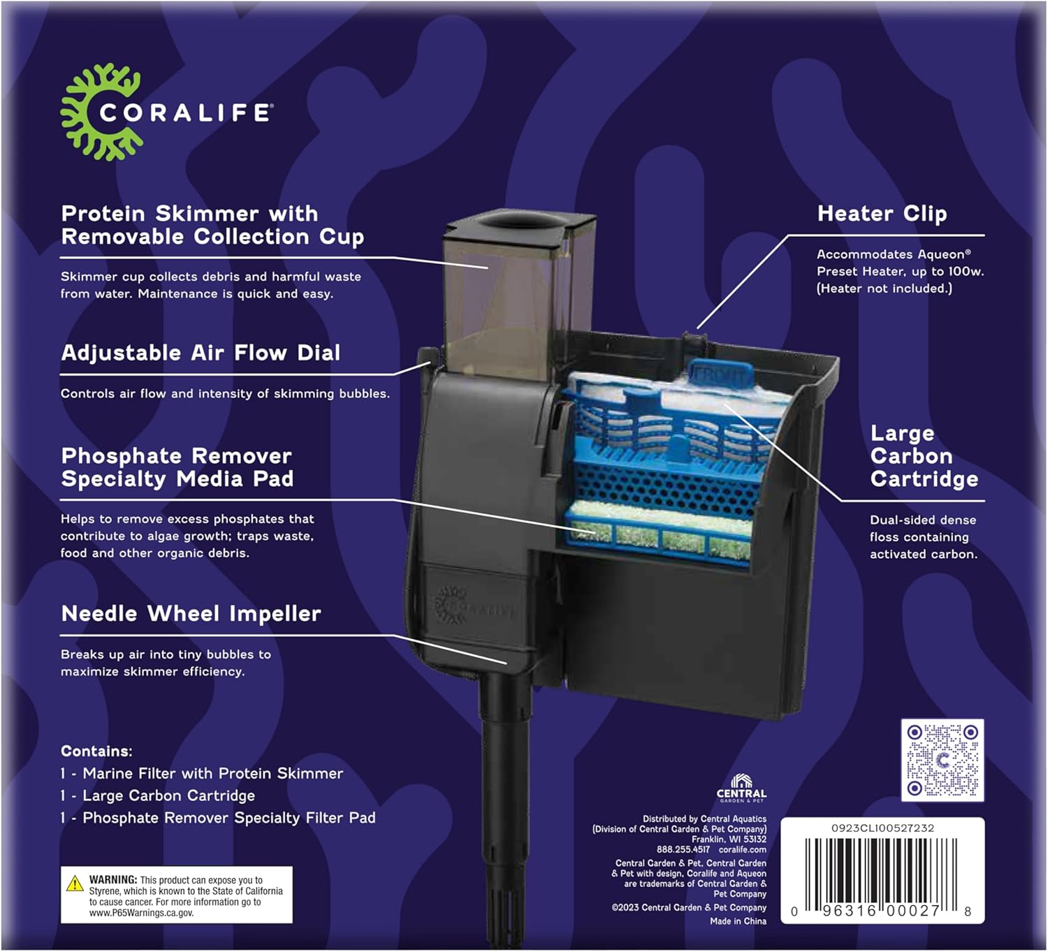 Coralife Aquarium Fish Tank Marine Salt Water Filter And Protein Skimmer, Up to 30 Gallons