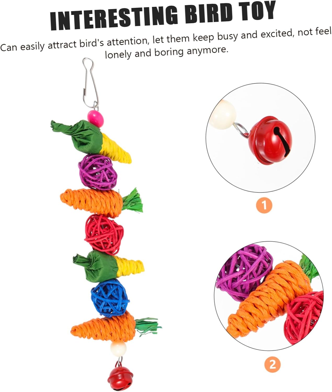 FRCOLOR Parrot Toy Bird Shredder Toy Bird Toys for Parrots Parakeet Toys Foraging Hanging cage Toy Parrot Chewing Toy Parrot chew Toys Lovely suspending Bird Toy Puzzle Acrylic