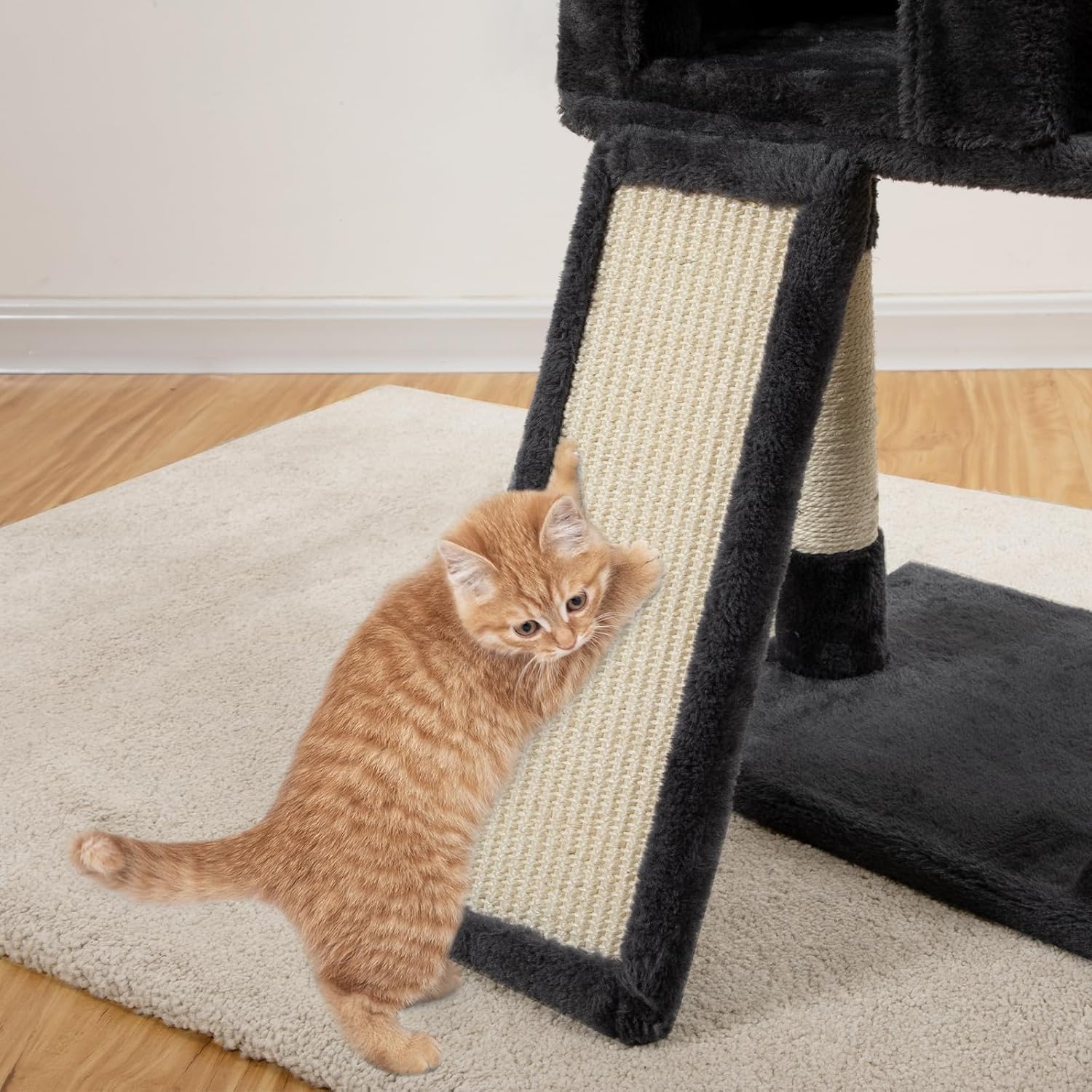 HOOBRO Cat Tree, 34.6-Inch Small Cat Tower with Soft Plush Perch, for Kittens, 3-Tier Cat Condo Furniture with Scratching Posts, with Anti-Tipping Kit, Sturdy, Indoor GY09CT03