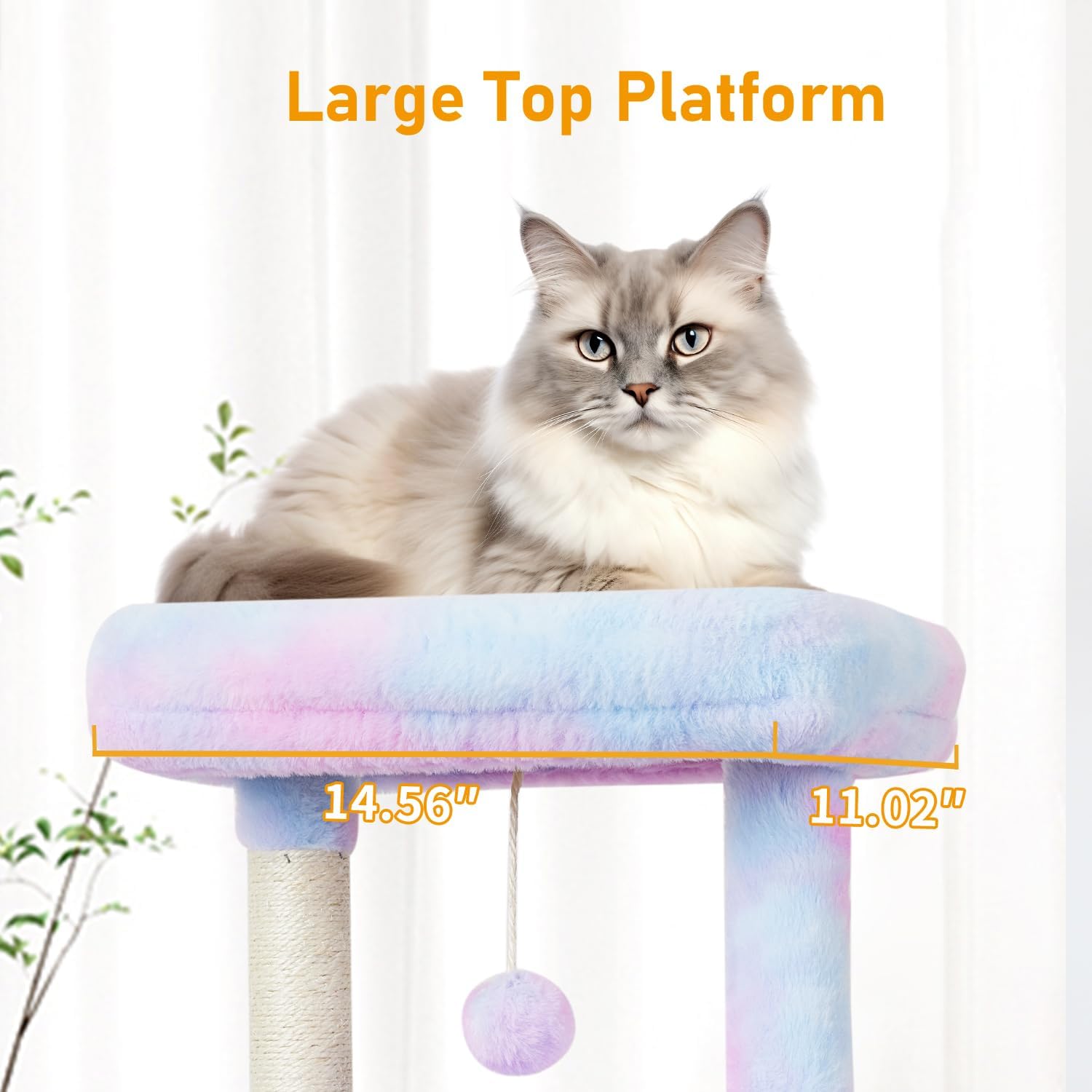 KIYUMI Cat Tree Cat Tower Condo with Sisal Scratching Post for Indoor Cats Cat Tree Cat Furniture with Hammock Perch and Kitten Ball Toys, Multi-Level Pet Activity Center Beige