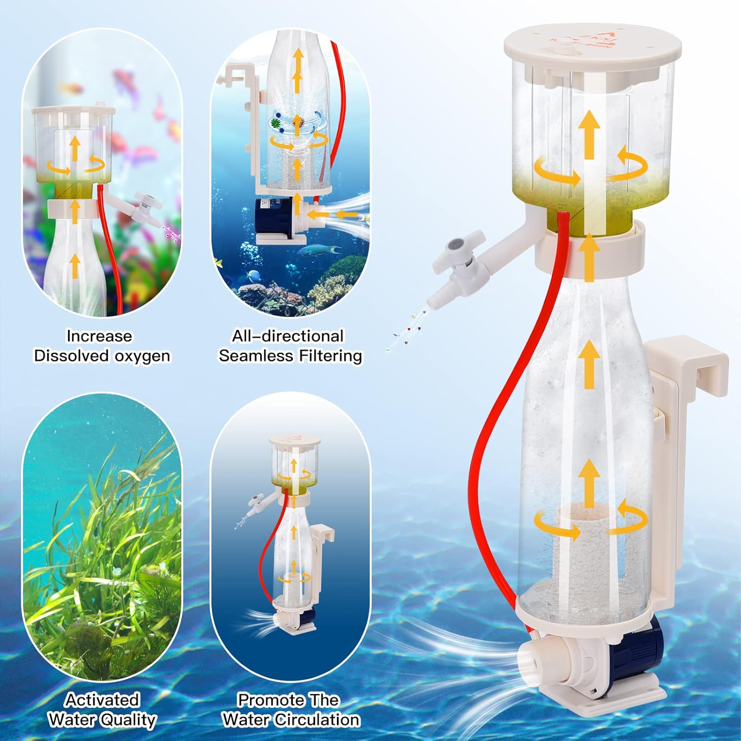 REEF80 Aquariums Protein Skimmers,DC Pinwheel Pump,Hang On Back,for Saltwater Fish Tanks up to 80 Gallons